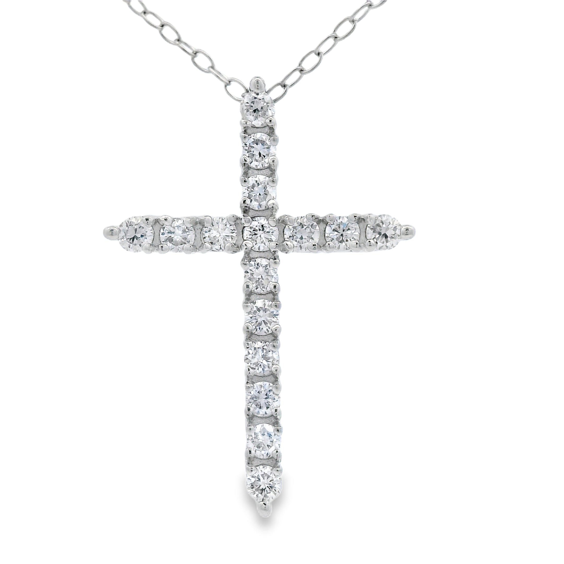 Genuine .65ct Cross Religious Pendant Sterling Silver on sale at MyriadMart
