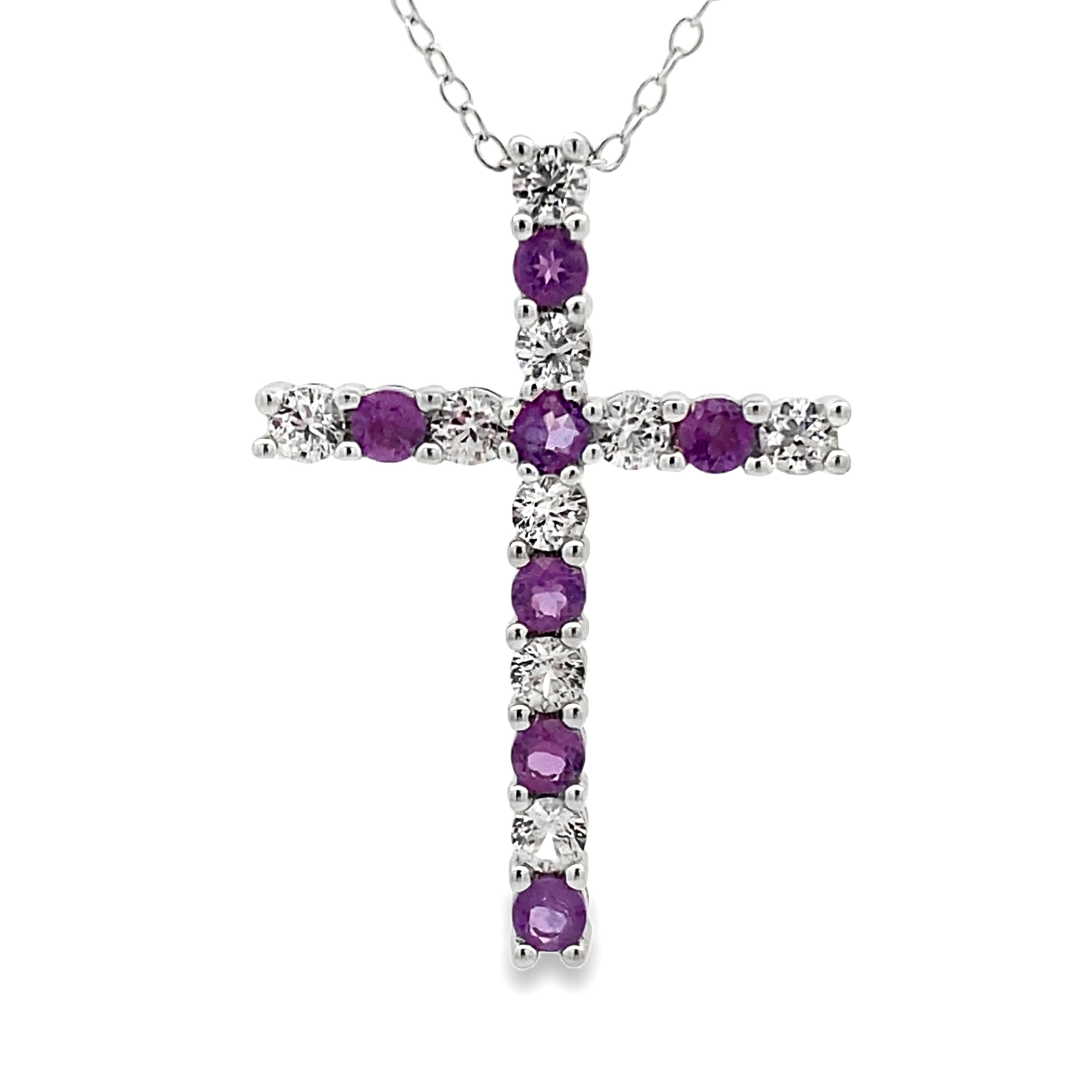 .50ct Amethyst Cross Religious Pendant Sterling Silver on sale at MyriadMart