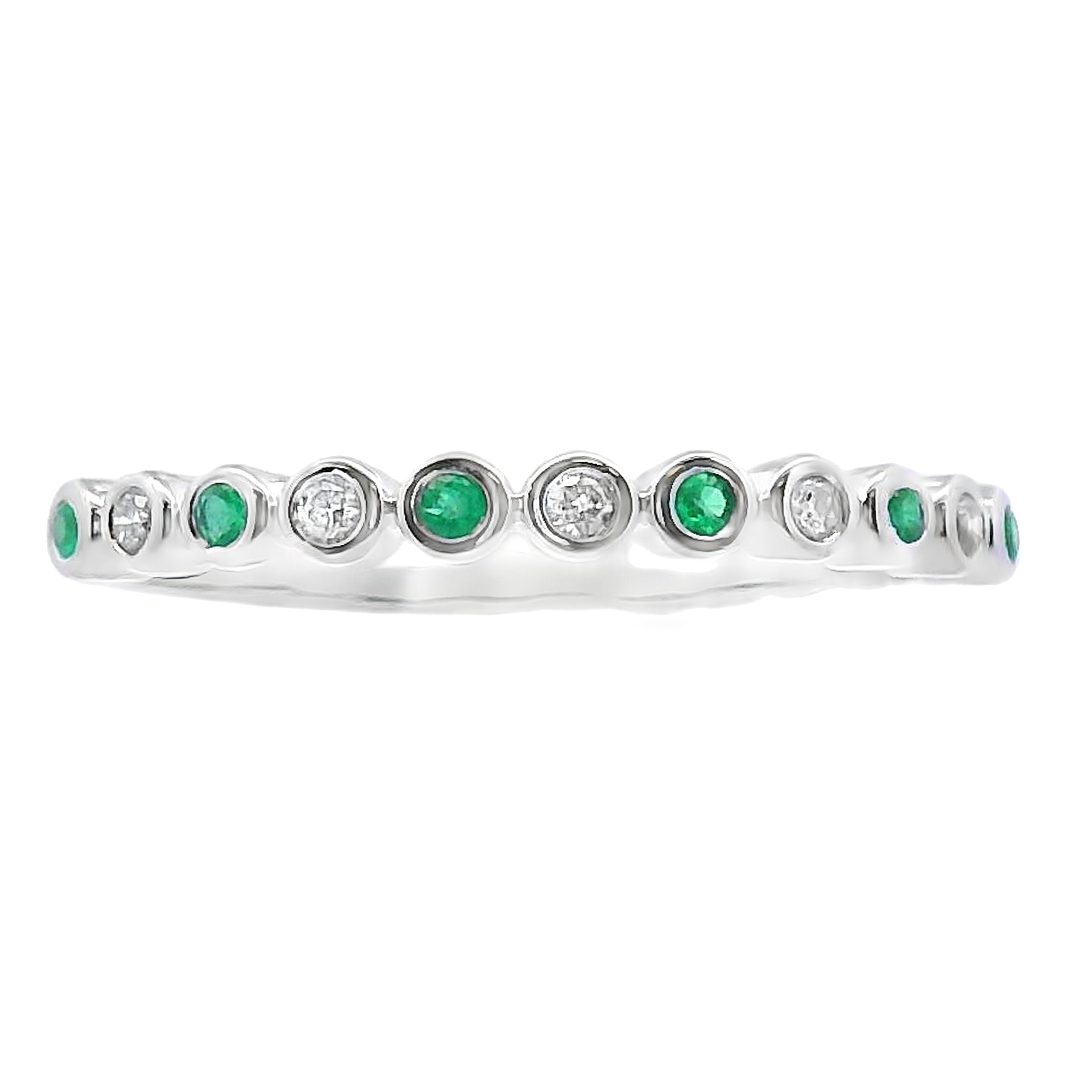 Emerald Diamond stackable band set 14KT White Gold on sale at MyriadMart