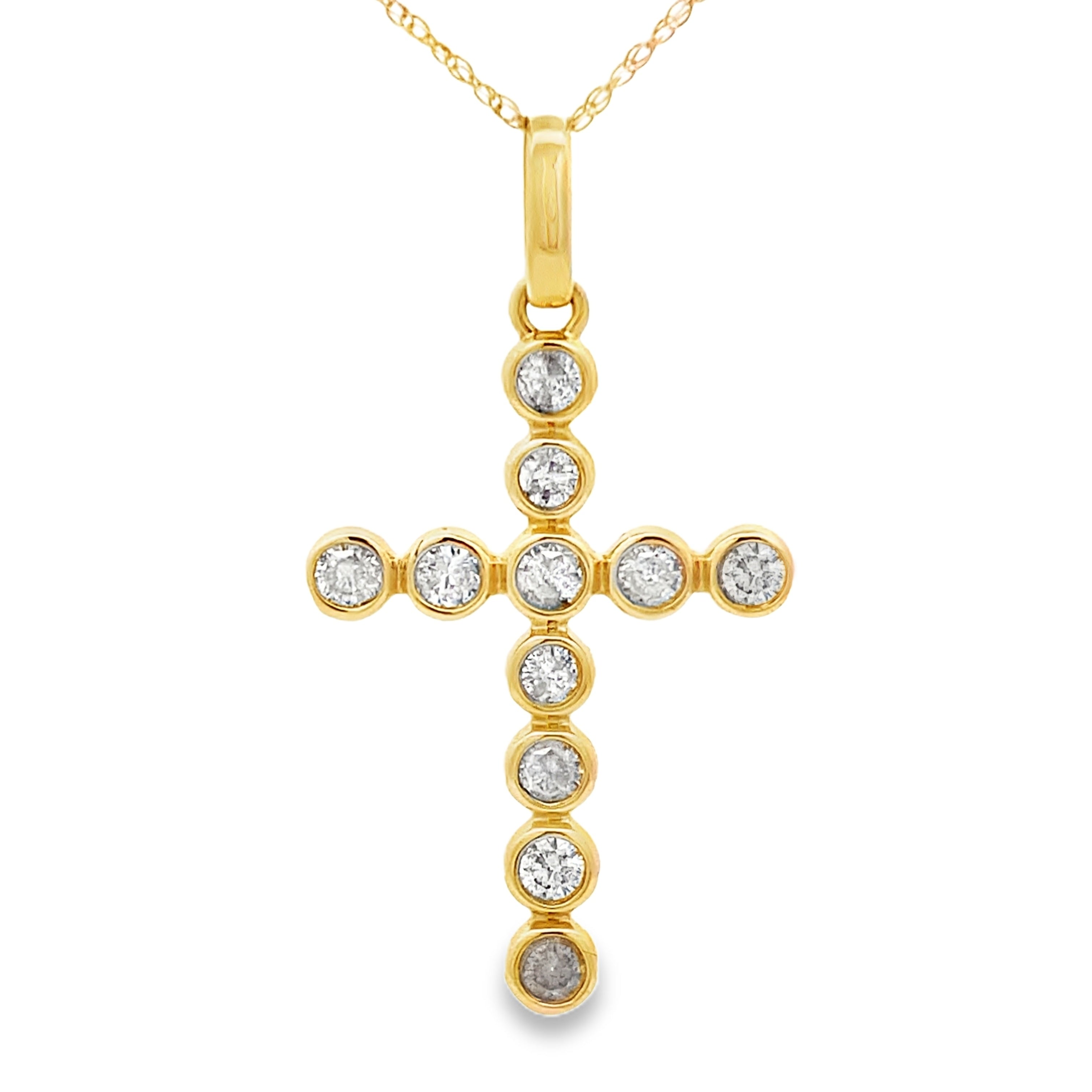 .50ct Diamond Cross Religious Pendant 14KT Yellow Gold on sale at MyriadMart