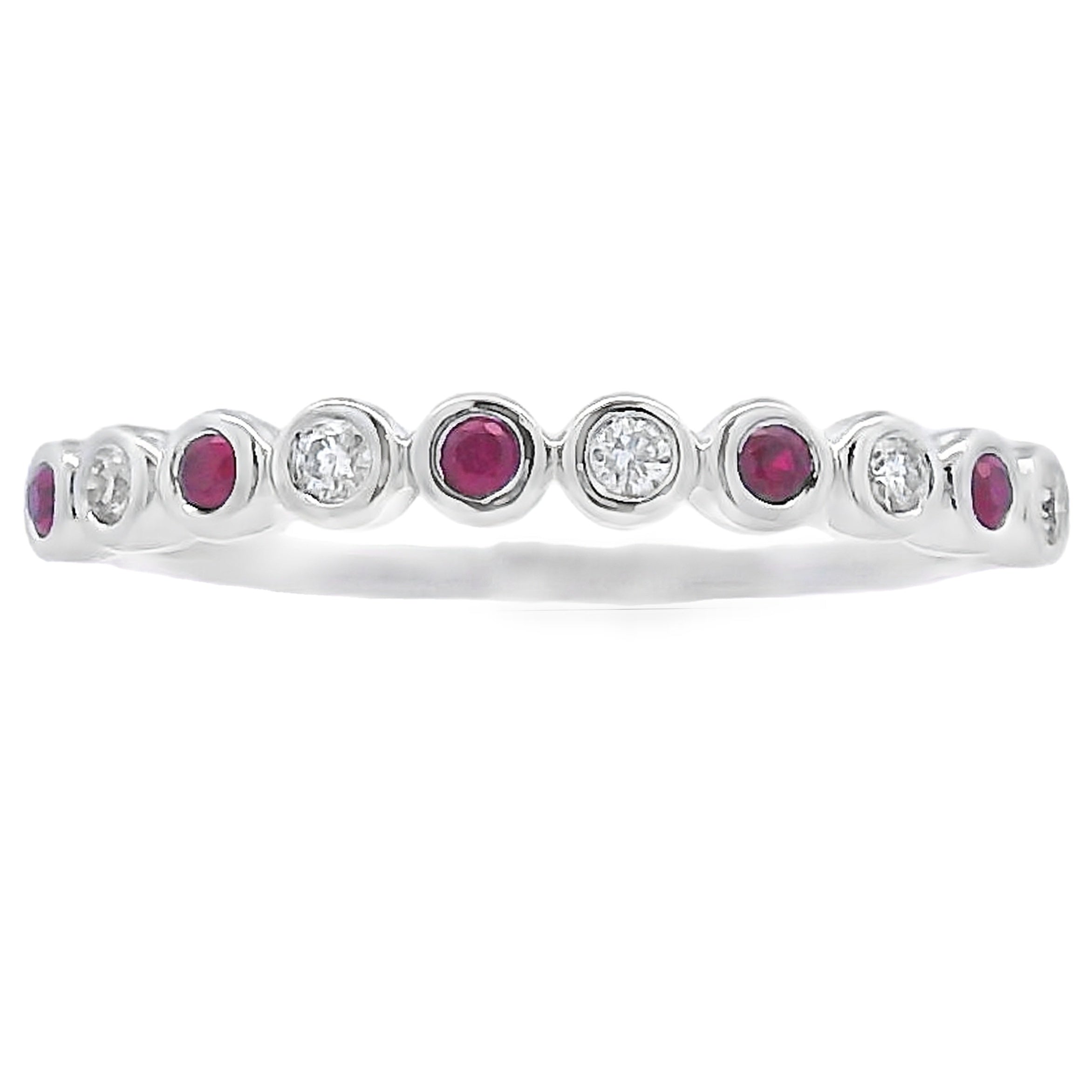 .18ct Ruby Diamond stackable band set 14KT White Gold on sale at MyriadMart