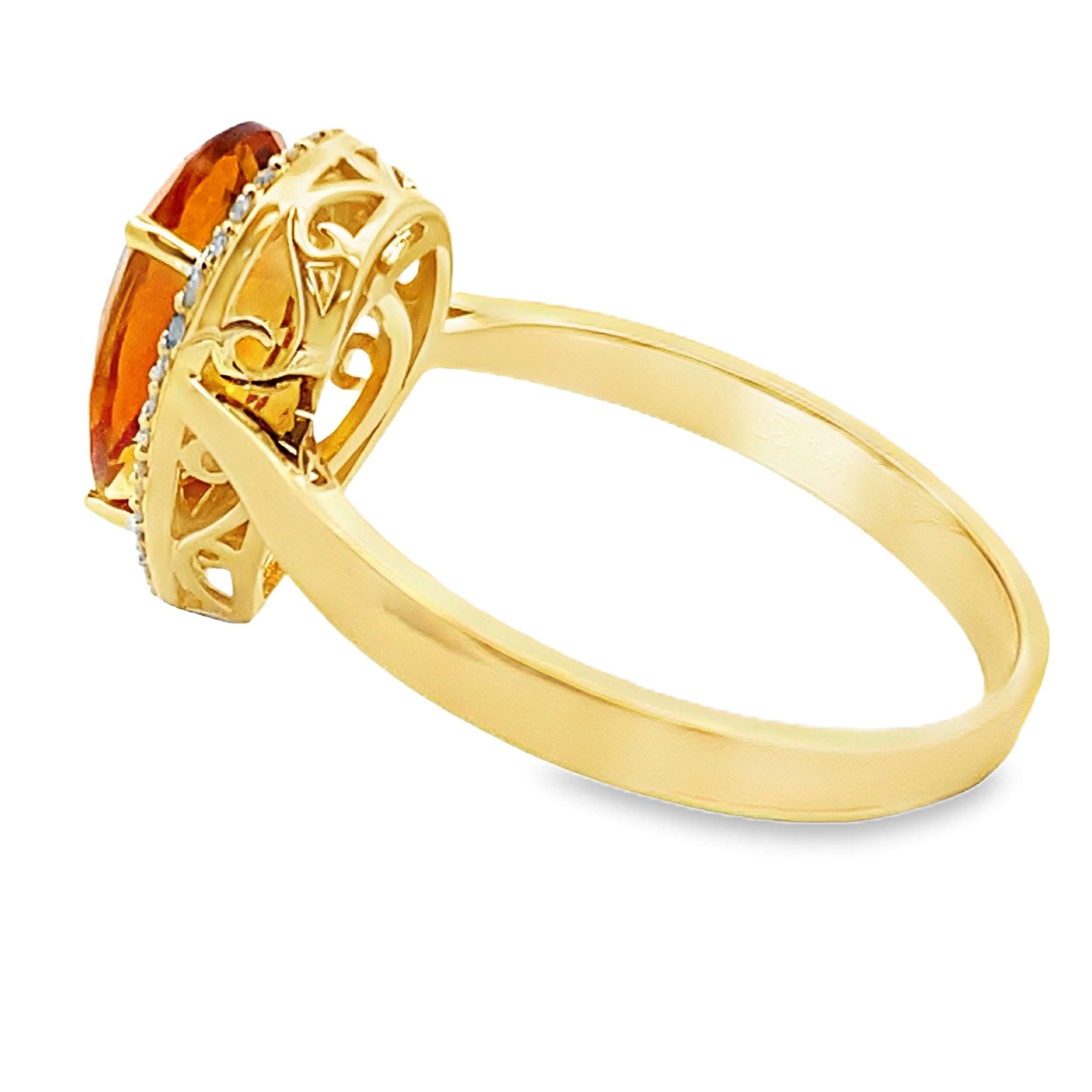 Genuine 2.93ct Citrine Diamond Ring 14KT Yellow Gold on sale at MyriadMart