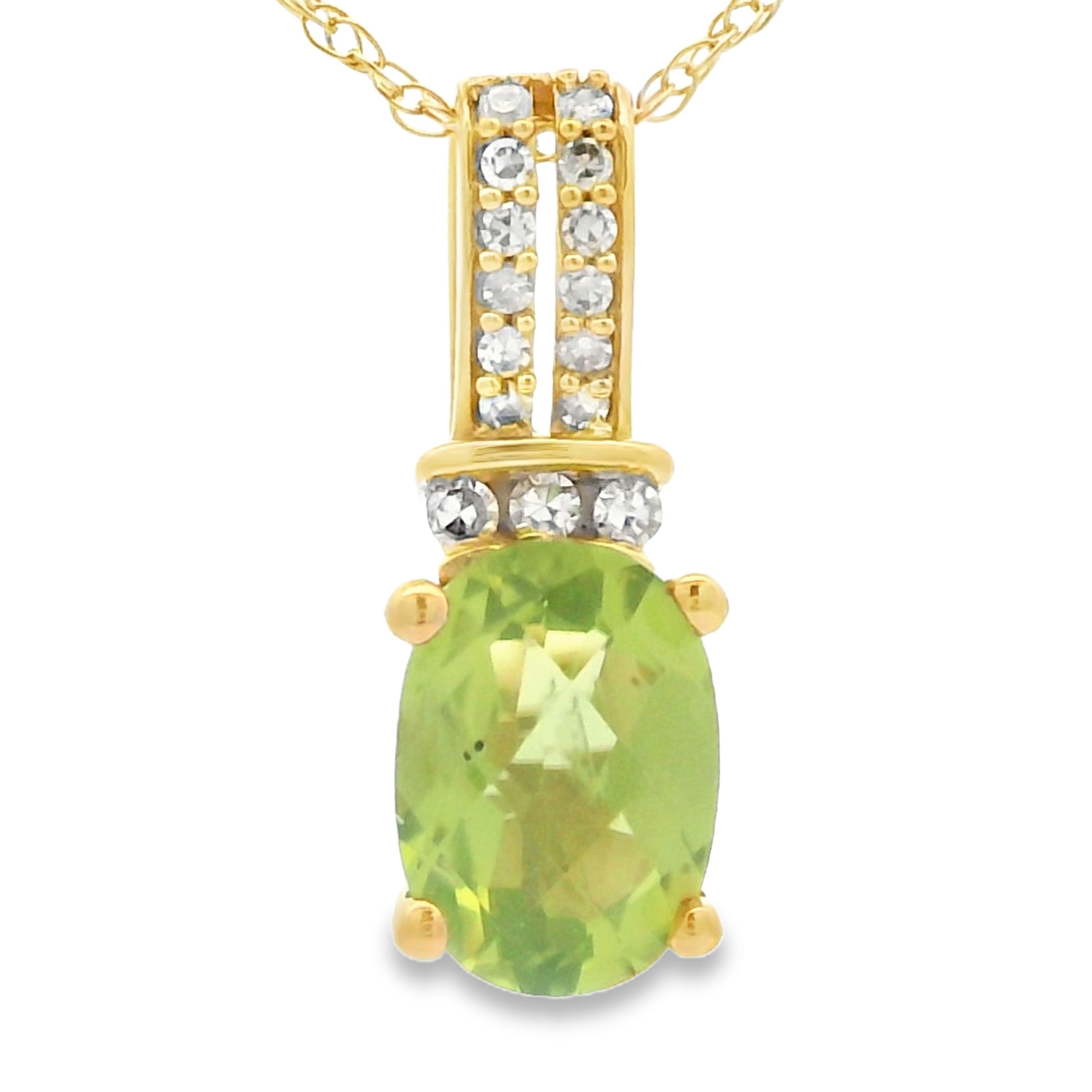 .37ct Peridot Diamond Fashion Pendants 10KT Yellow Gold on sale at MyriadMart
