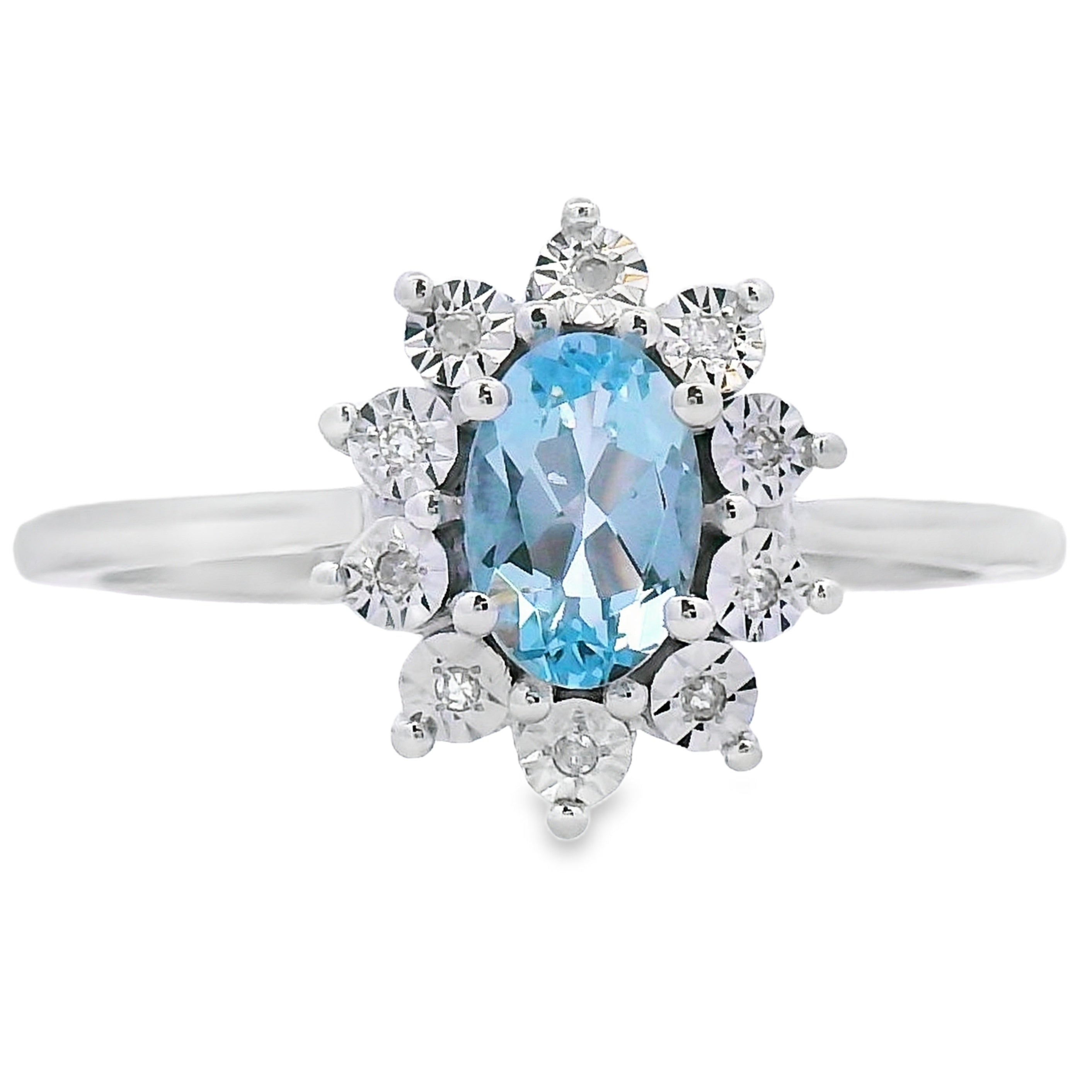 .43ct Aquamarine Diamond Ring 10KT White Gold on sale at MyriadMart