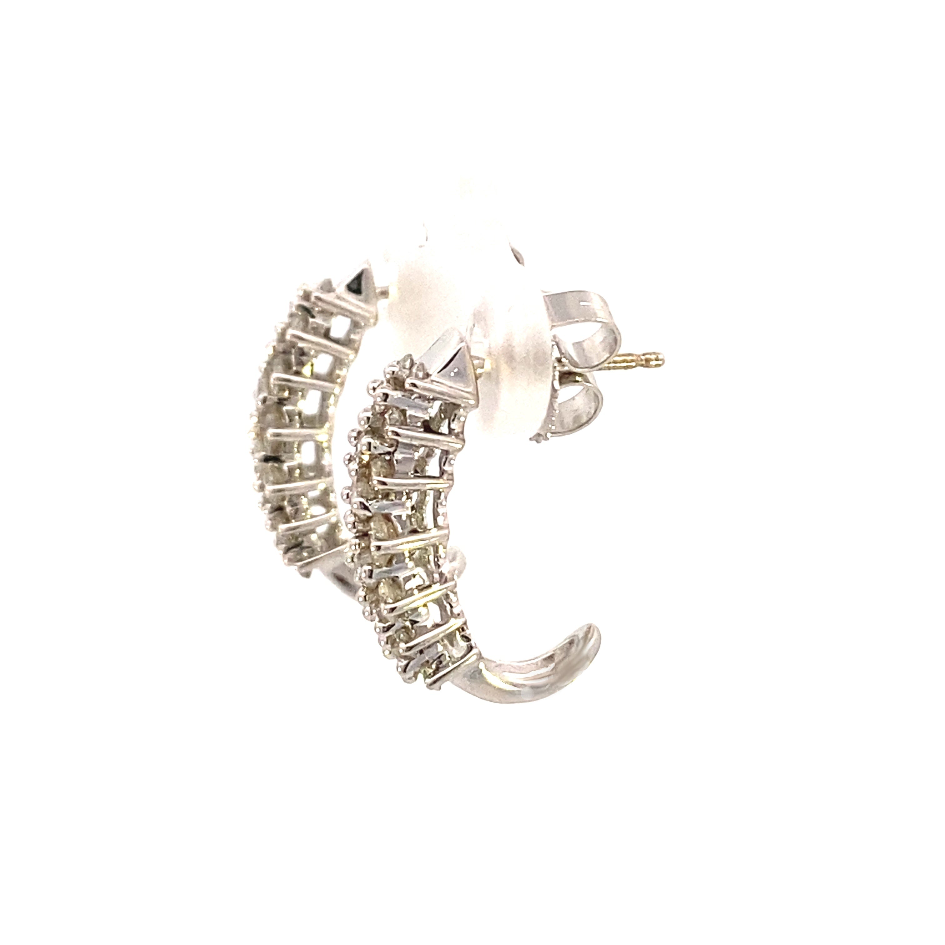 1.09ct Diamond Diamond Hoop Earrings 14KT White Gold on sale at MyriadMart