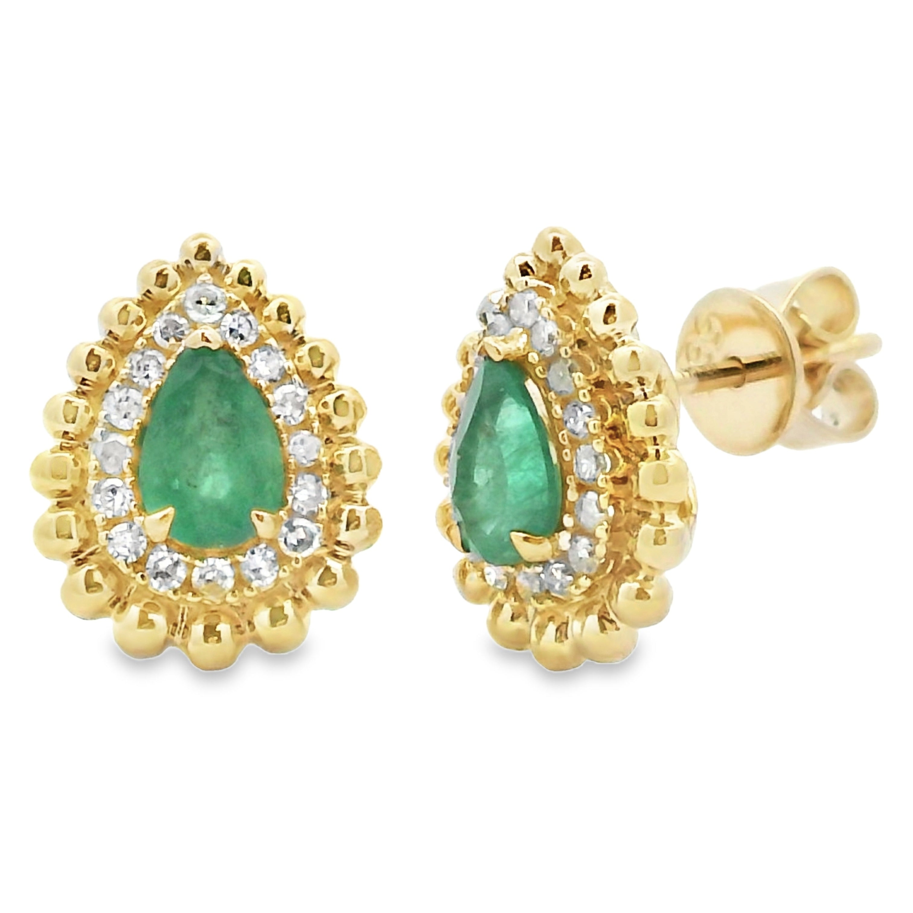 .92ct Emerald Diamond Earrings 14KT Yellow Gold on sale at MyriadMart