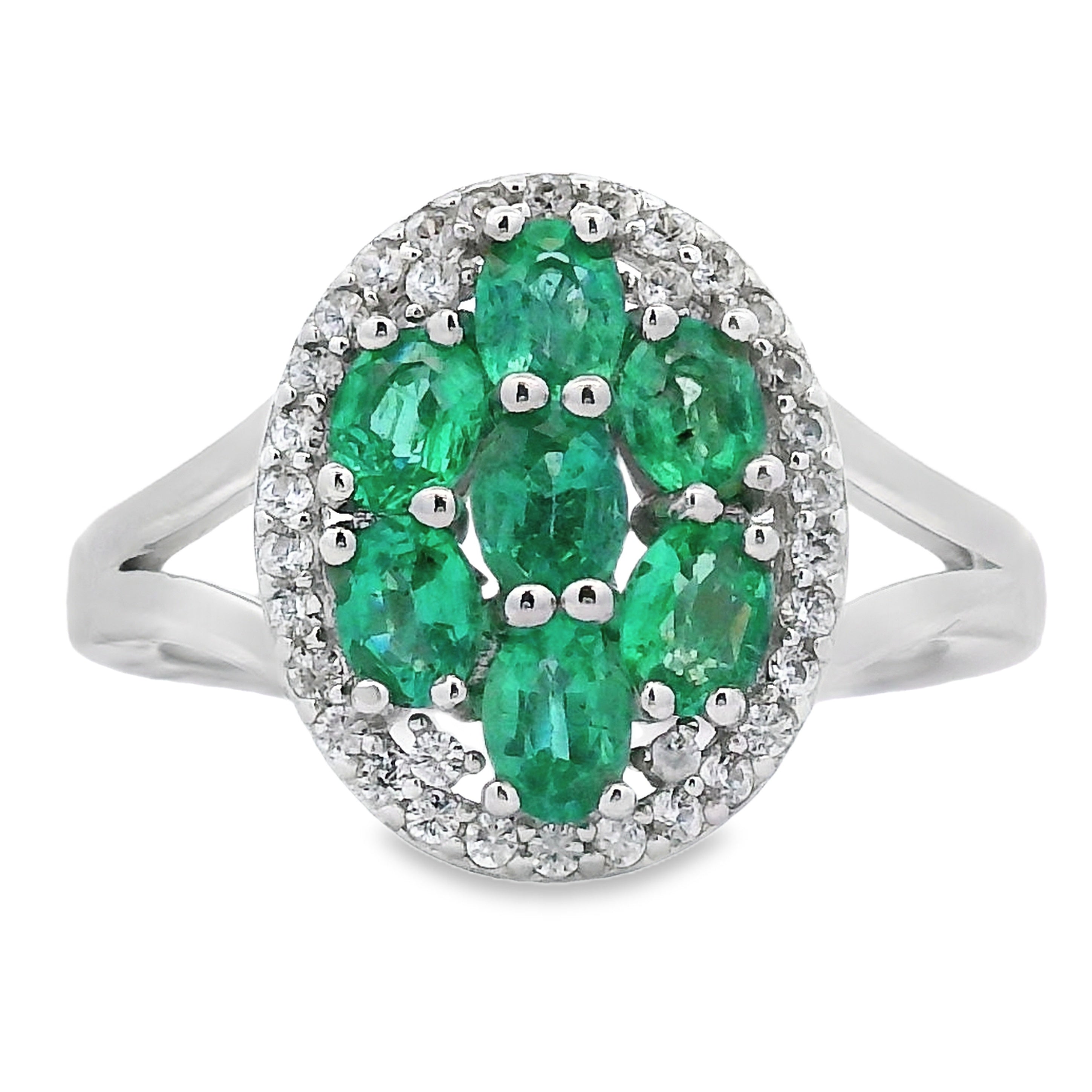 1.44ct Emerald Zircon Ring Sterling Silver on sale at MyriadMart