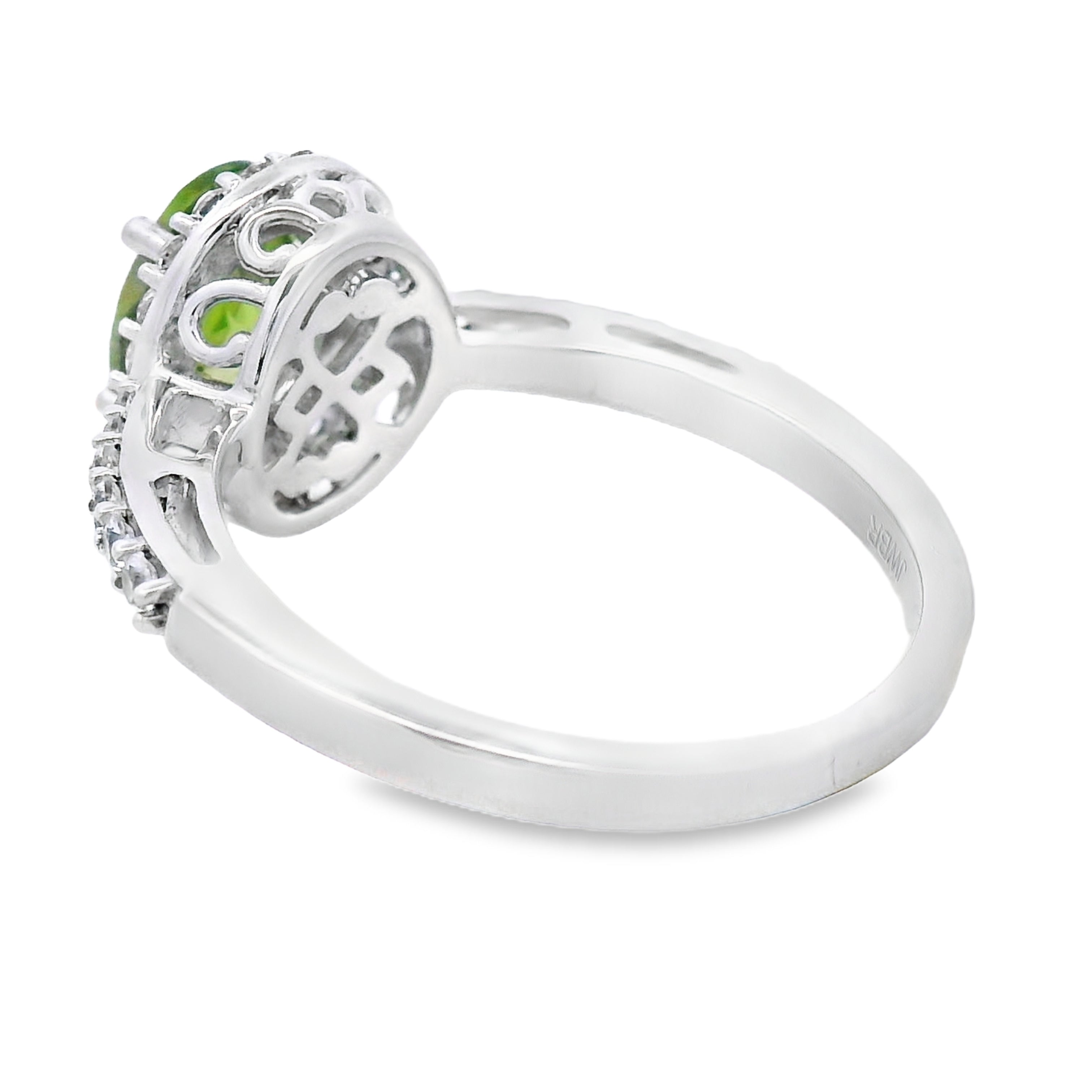 Peridot Created Sapphire Ring Sterling Silver on sale at MyriadMart