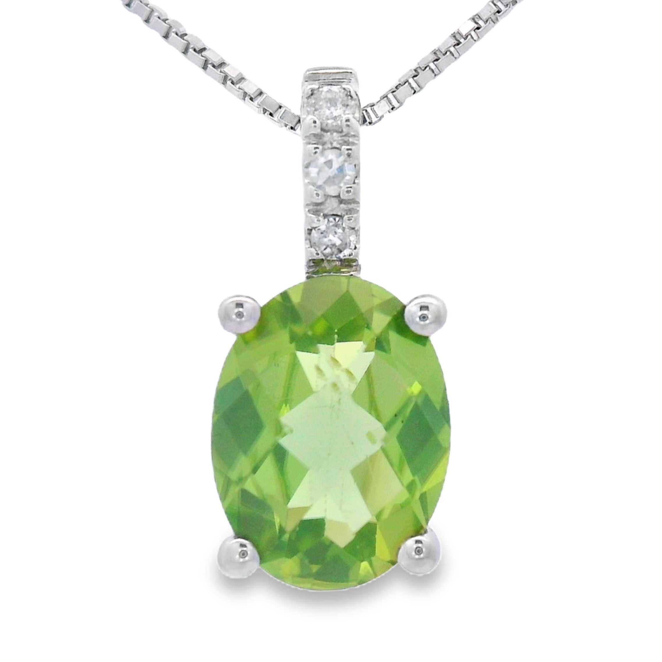 1.34ct Peridot Diamond Fashion Pendants 10KT White Gold on sale at MyriadMart