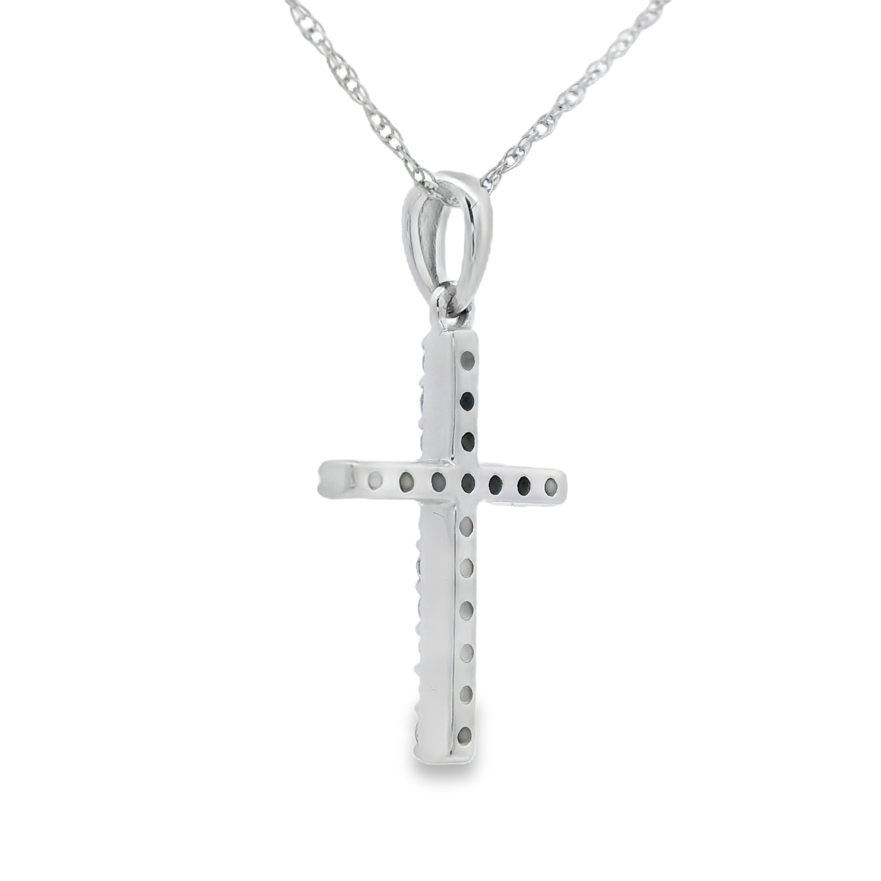 .13ct Diamond Cross Religious Pendant 14KT White Gold on sale at MyriadMart
