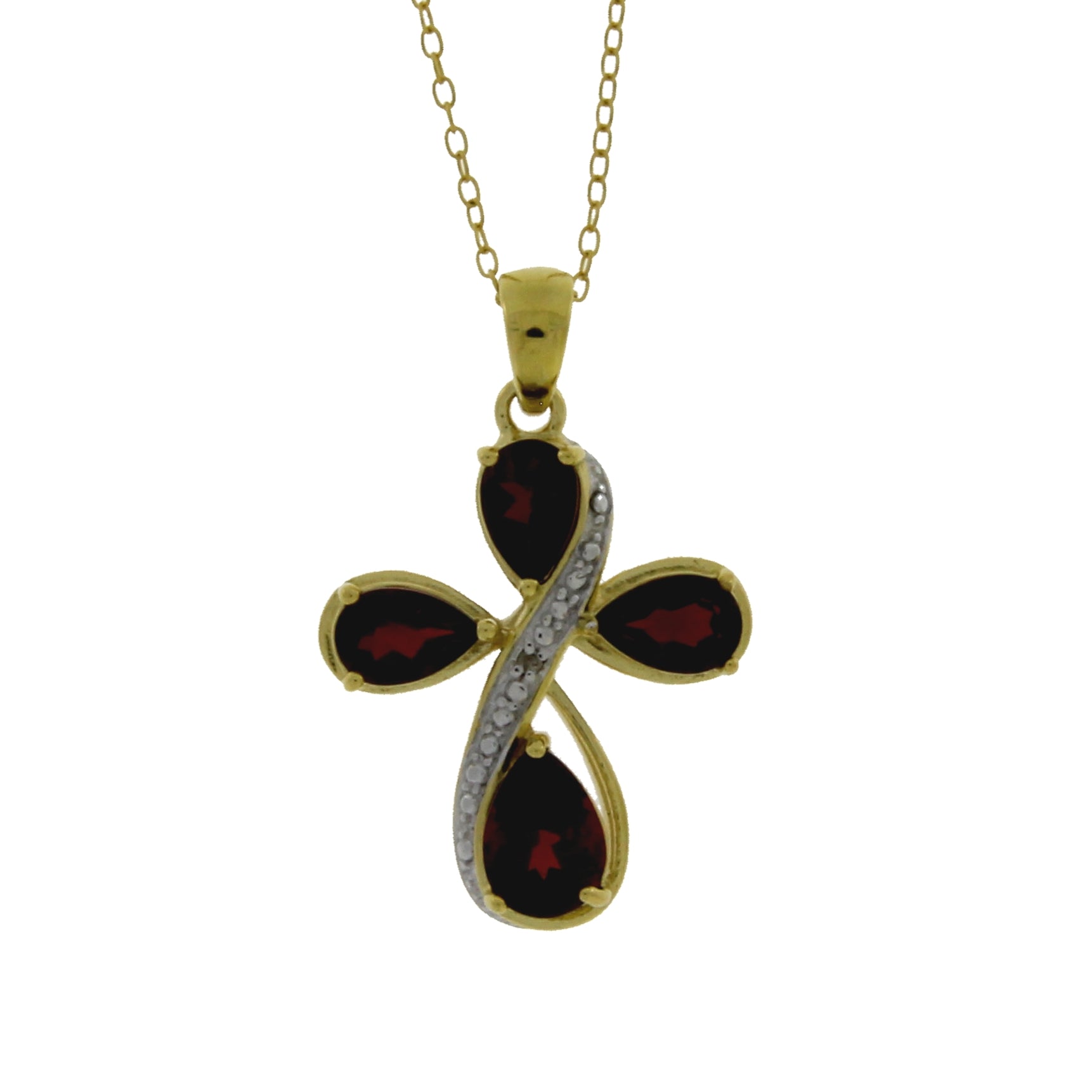 Garnet Diamond Cross Religious Pendant Sterling Silver on sale at MyriadMart