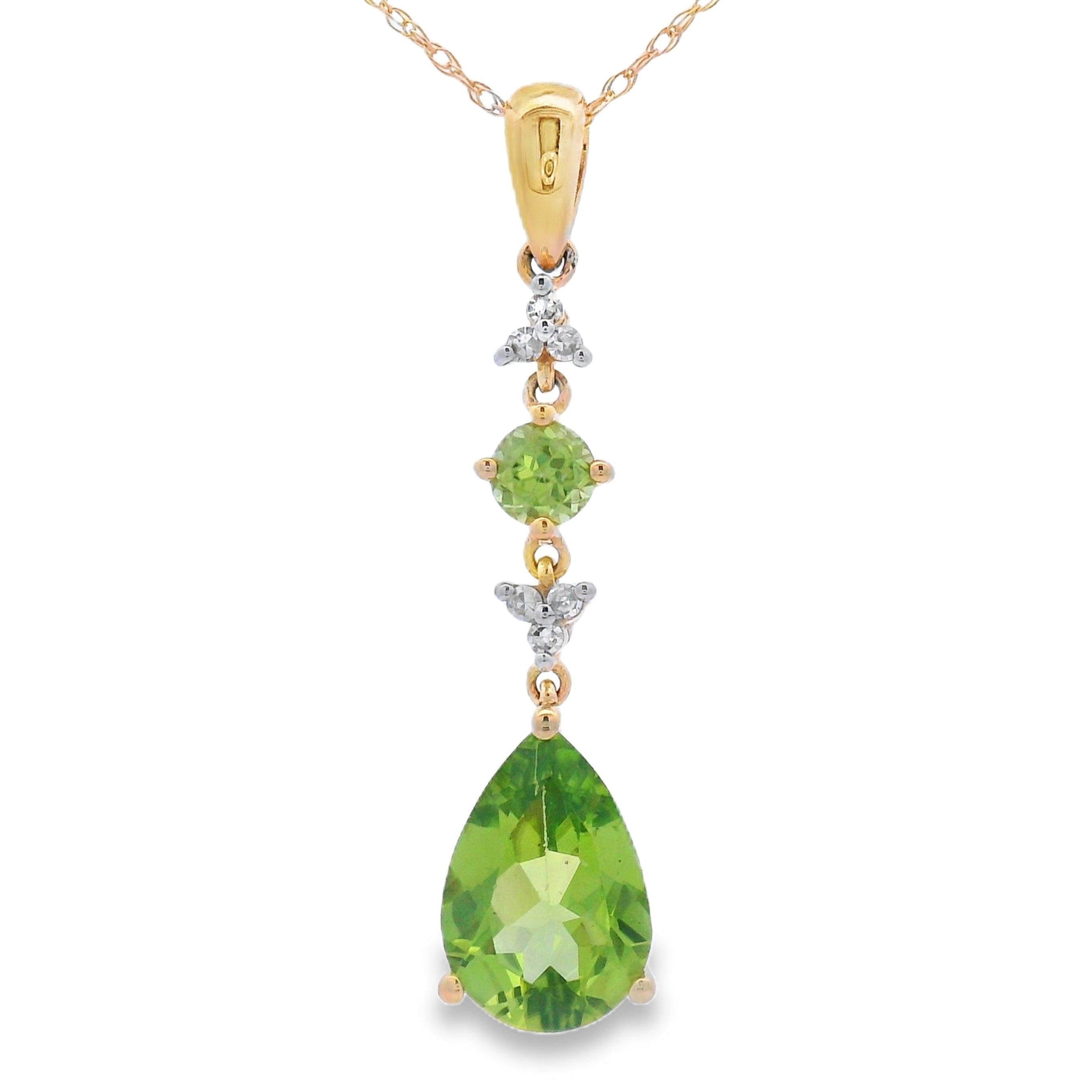 Peridot Diamond Fashion Pendants 10KT Yellow Gold on sale at MyriadMart