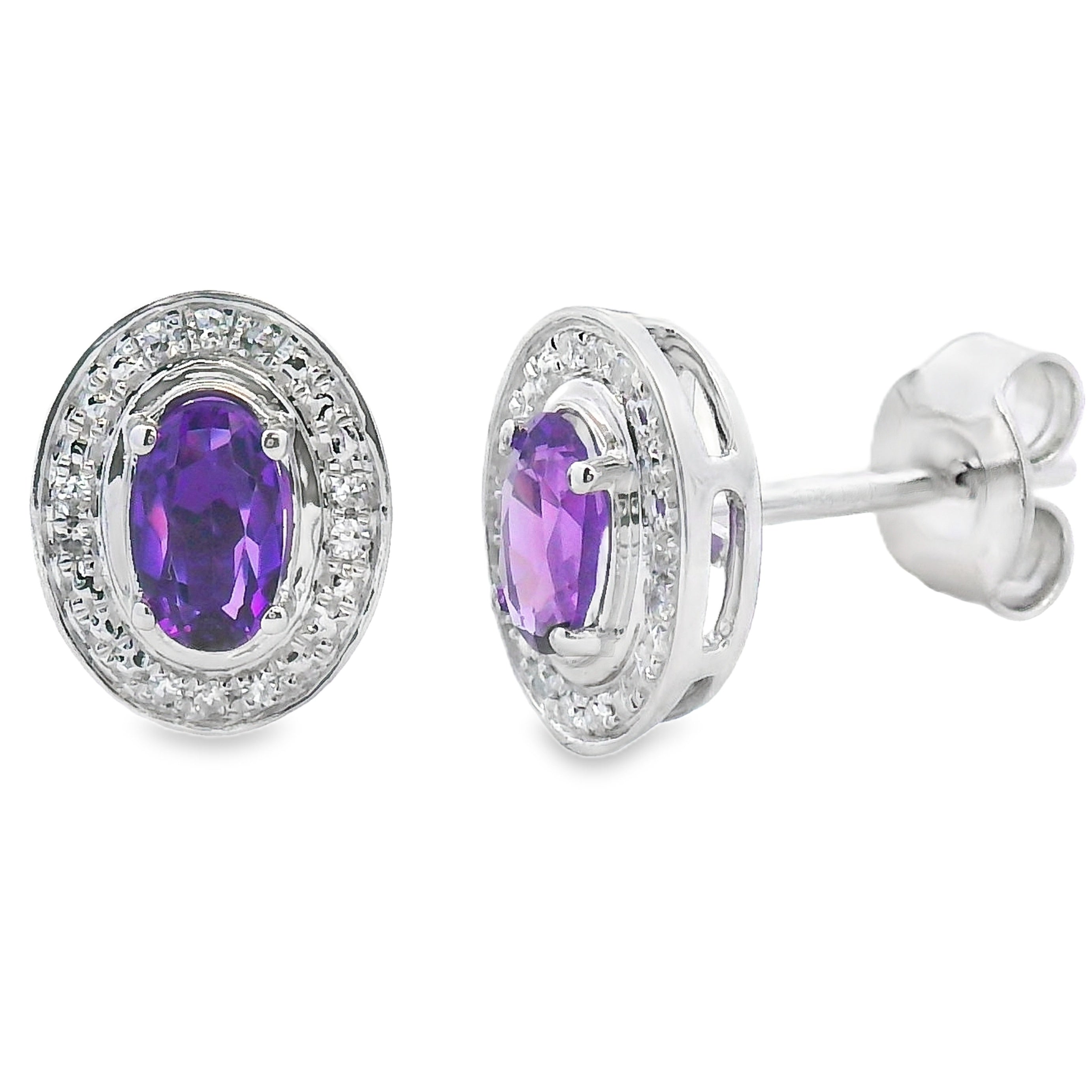 .49ct Amethyst Diamond Earrings 10KT White Gold on sale at MyriadMart