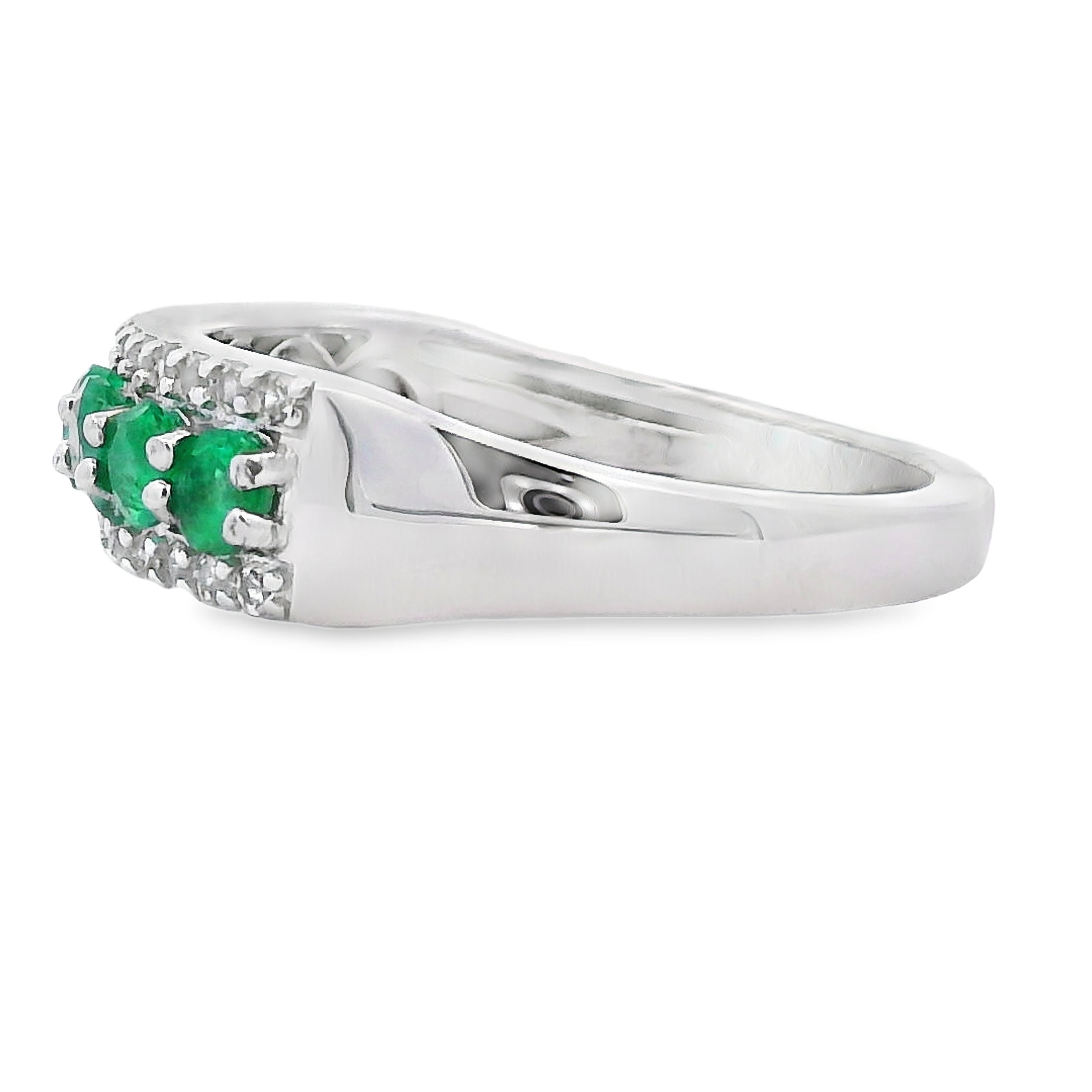 White Topaz 3 Stone Ring Sterling Silver on sale at MyriadMart