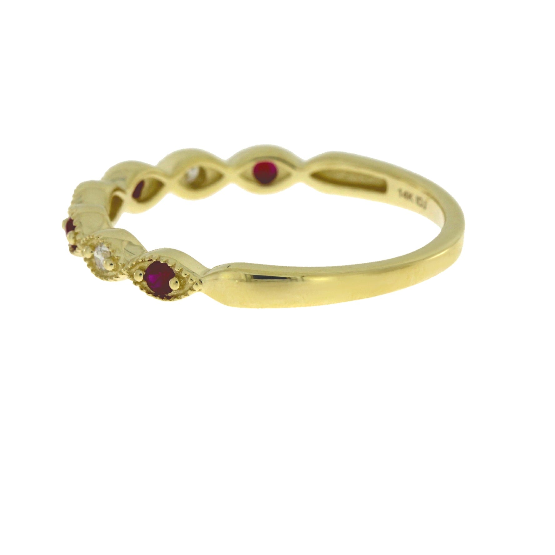 .15ct Ruby Diamond Wedding Band Ring 14KT Yellow Gold on sale at MyriadMart