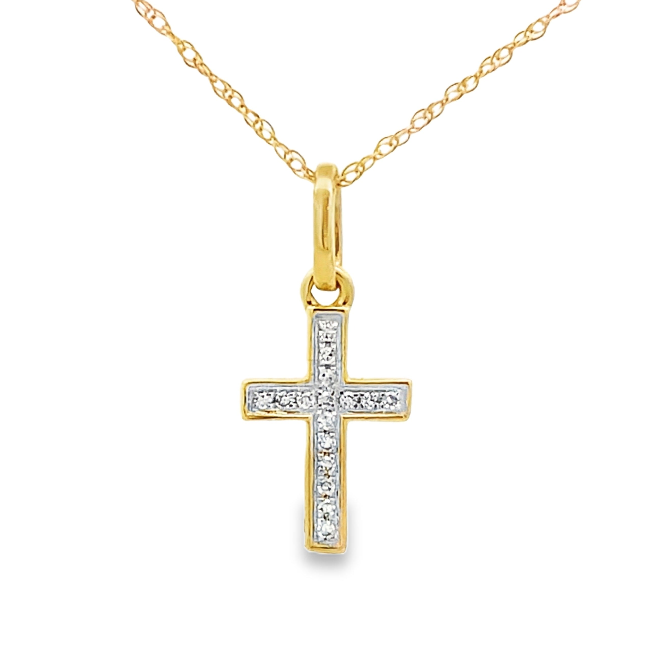 .04ct Diamond Cross Religious Pendant 10KT Yellow Gold on sale at MyriadMart