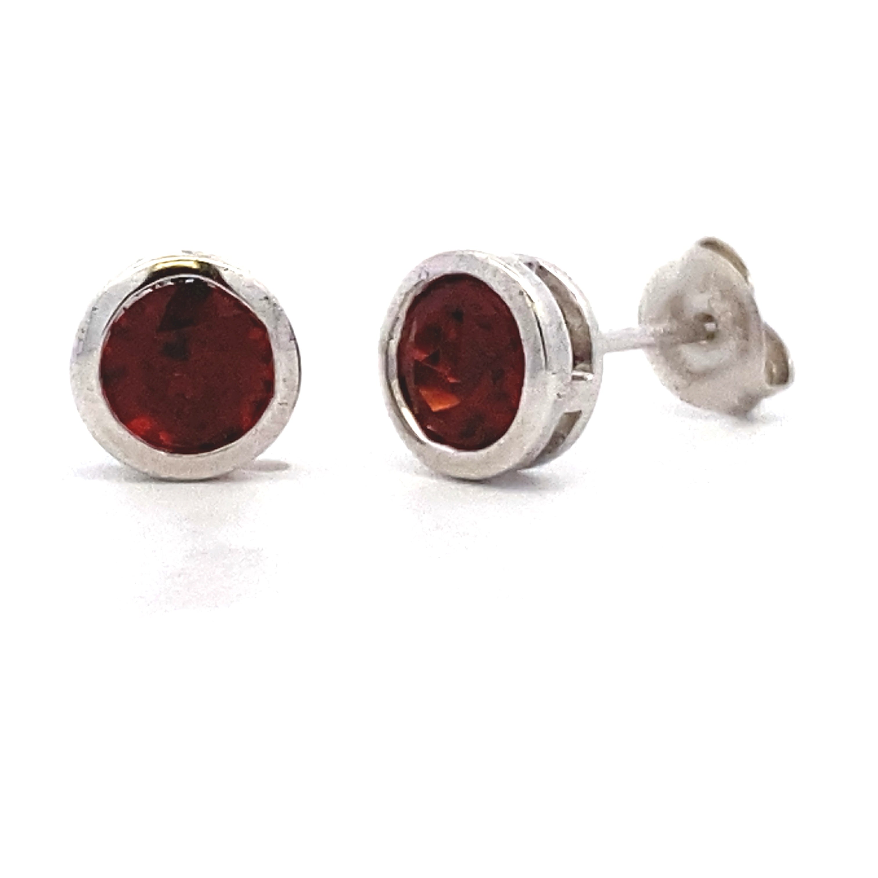 Natural 1.20ct Garnet Stud Earrings Sterling Silver on sale at MyriadMart