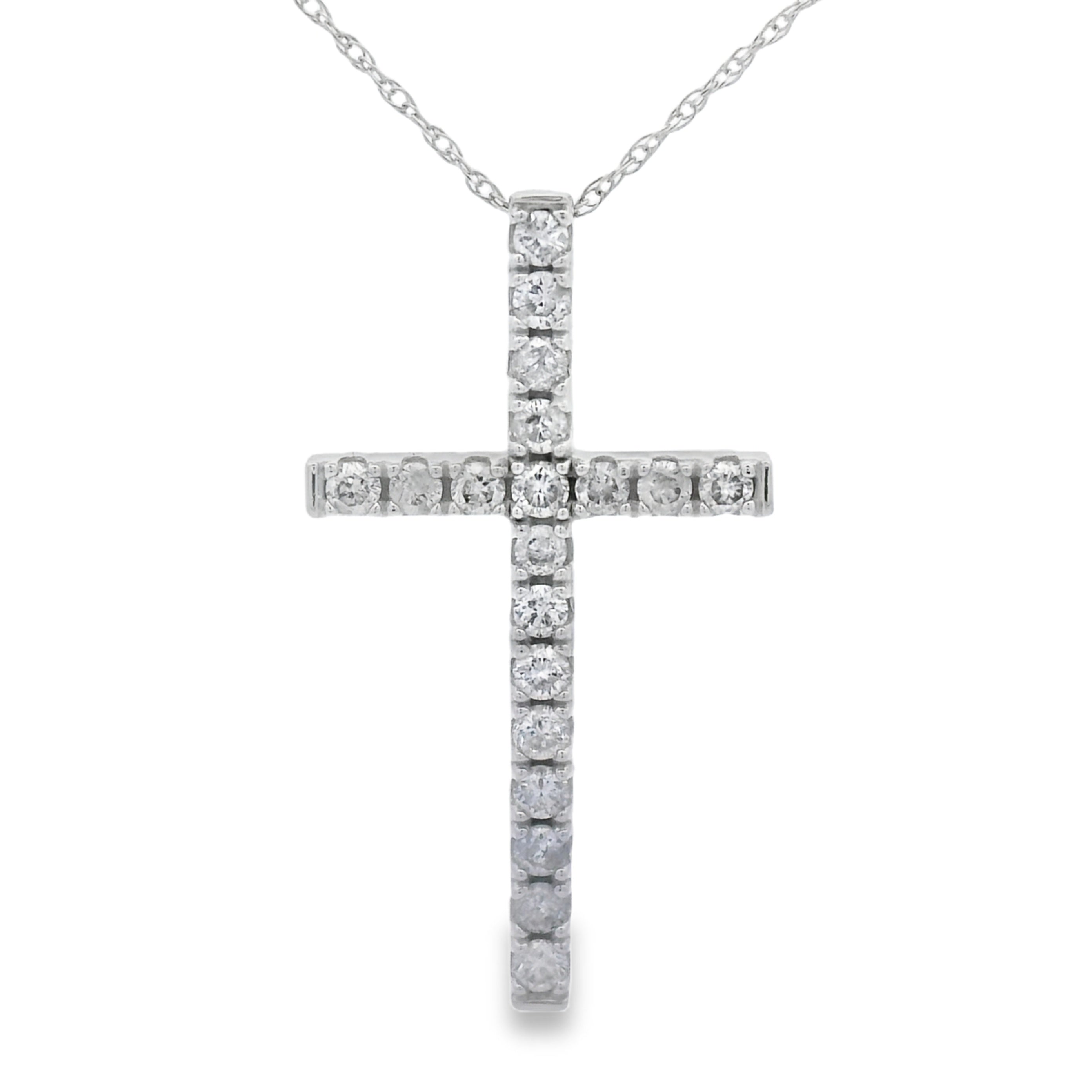.50ct Diamond Cross Religious Pendant 14KT White Gold on sale at MyriadMart
