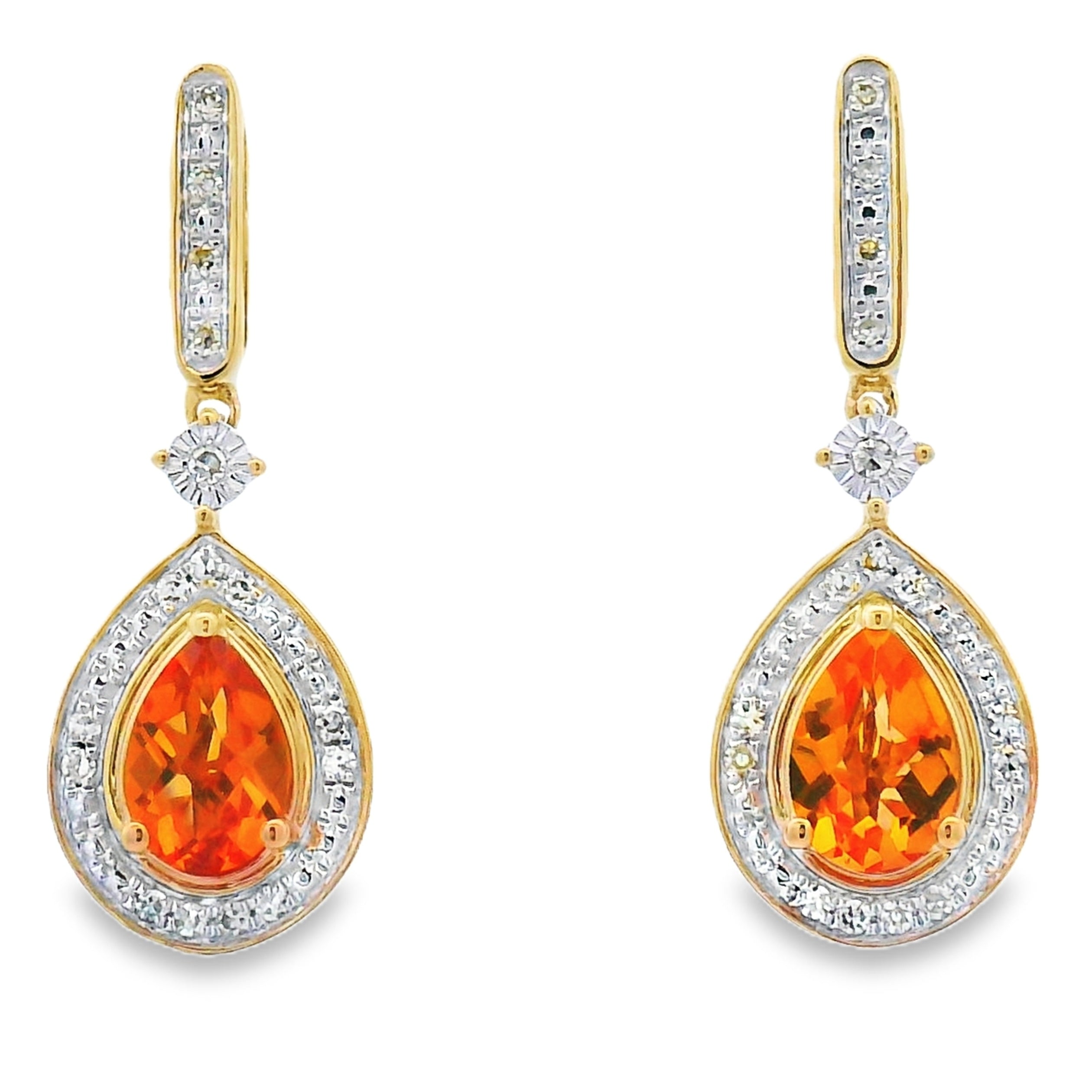 .89ct Citrine Diamond Dangle Earrings 10KT Yellow Gold on sale at MyriadMart