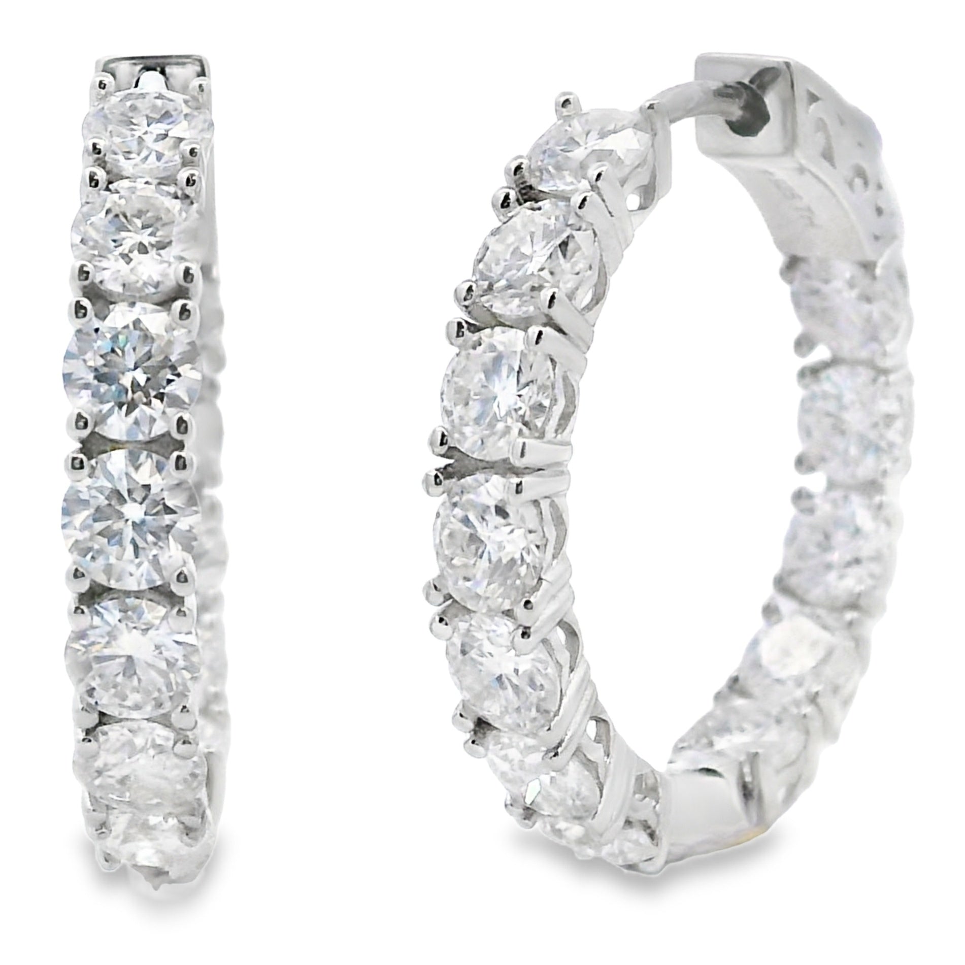 Natural 5.52ct Moissanite Hoop Earrings Sterling Silver on sale at MyriadMart