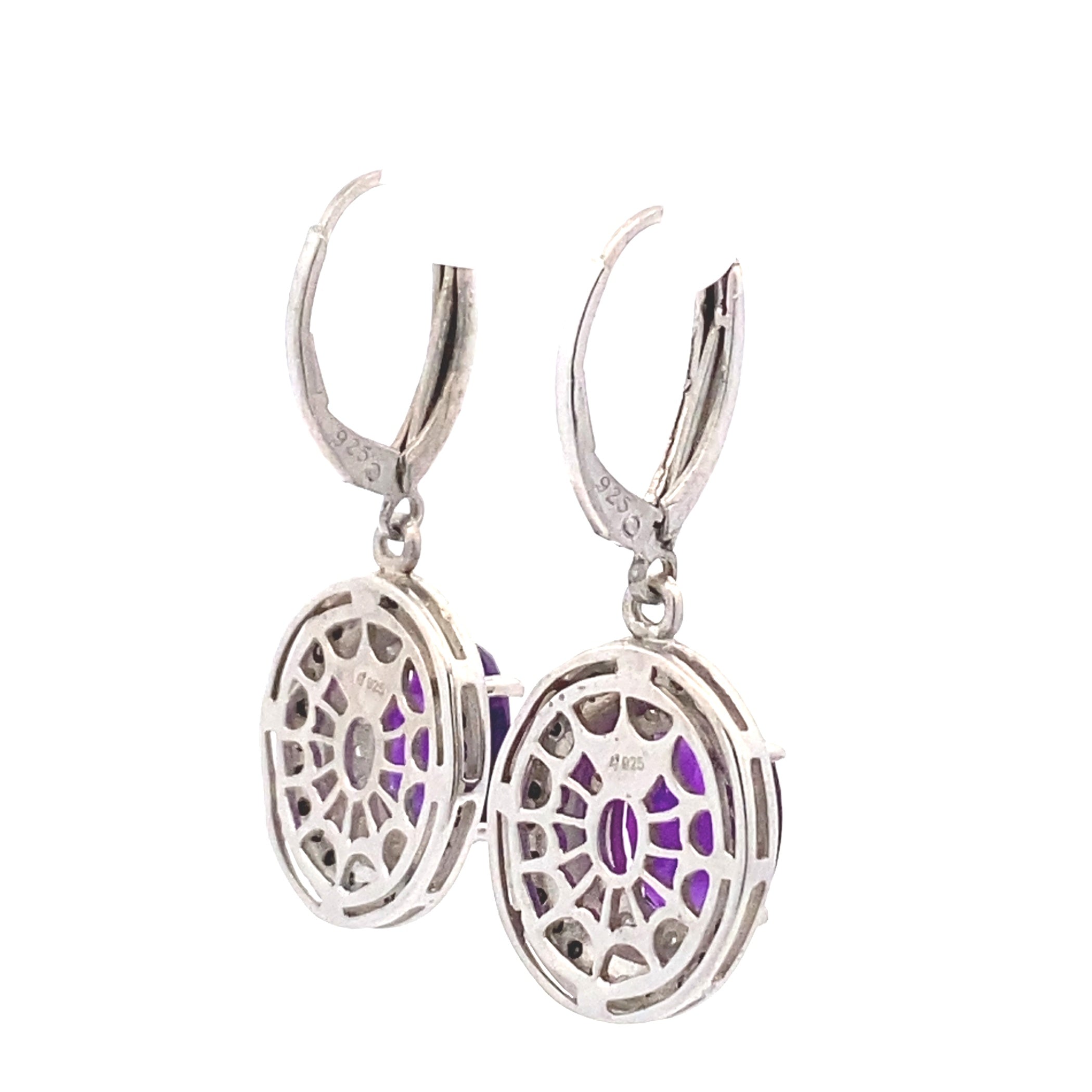 .38ct Amethyst Diamond Dangle Earrings Sterling Silver on sale at MyriadMart