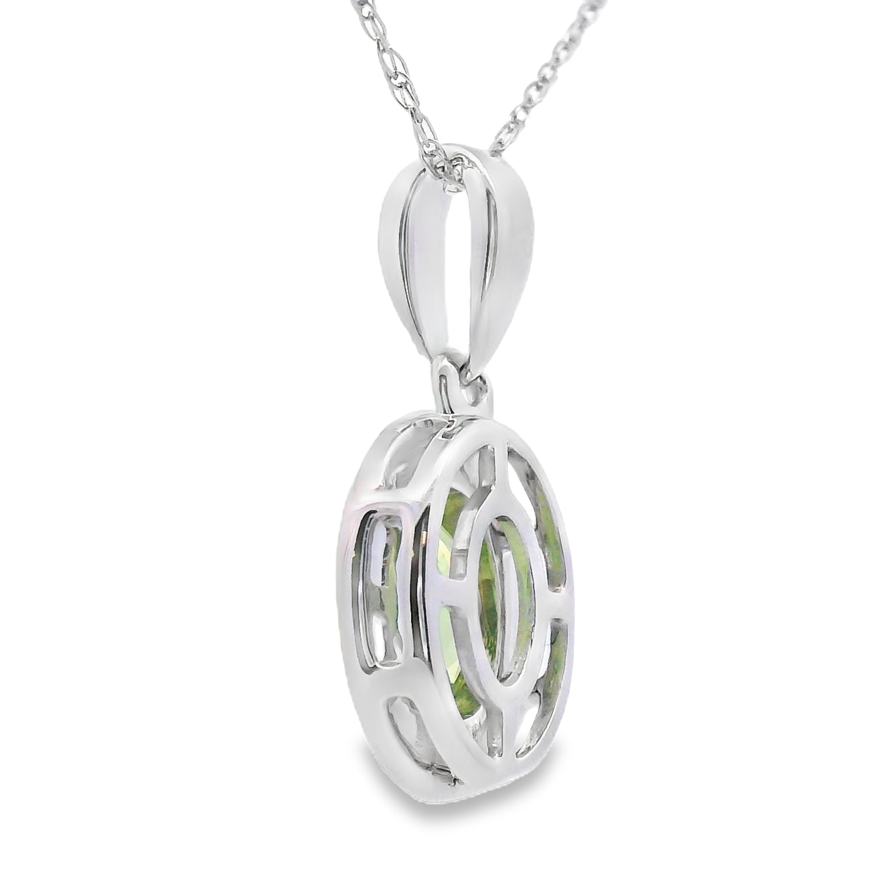 .50ct Peridot Diamond Fashion Pendants 10KT White Gold on sale at MyriadMart