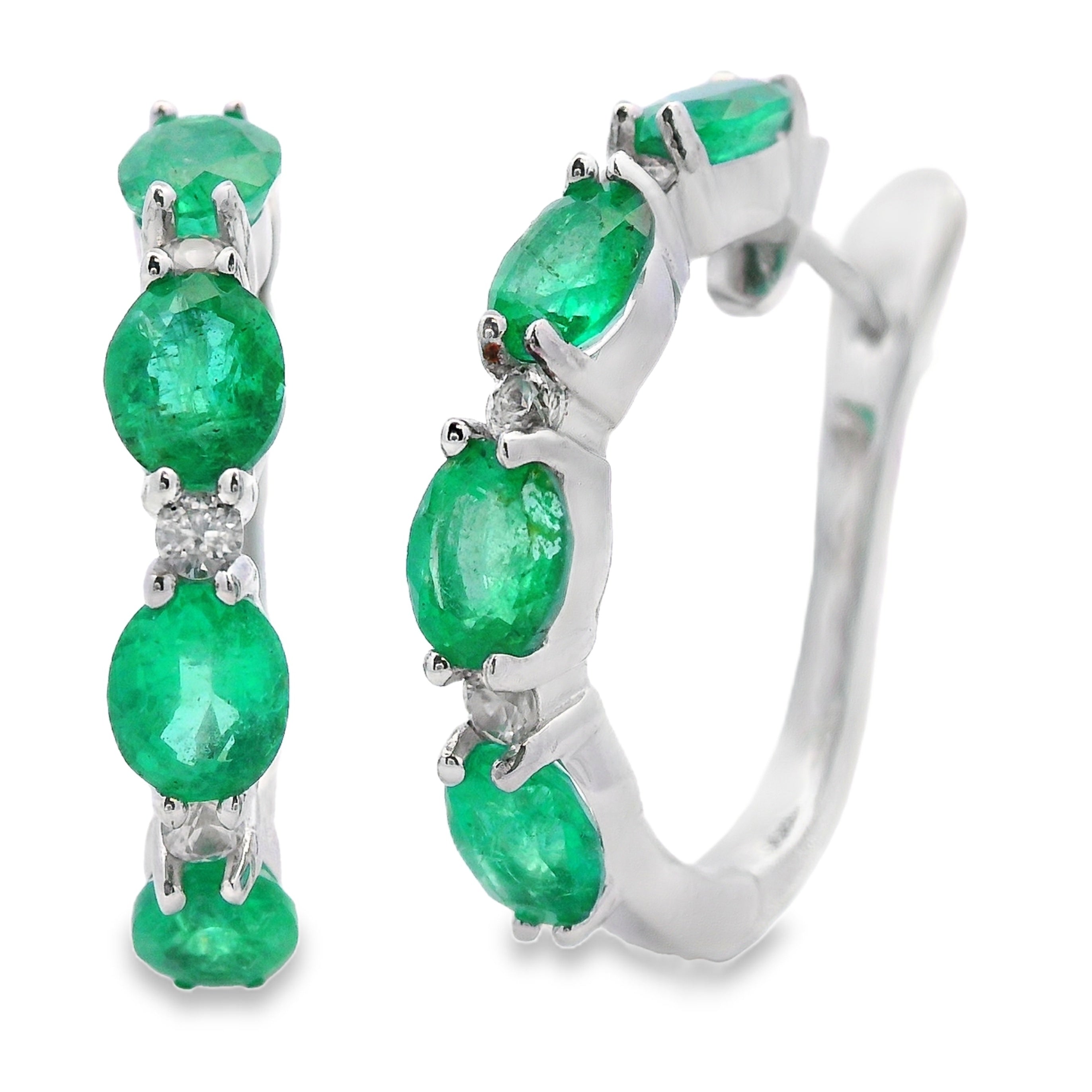 2.95ct Emerald Zircon Hoop Earrings Sterling Silver on sale at MyriadMart