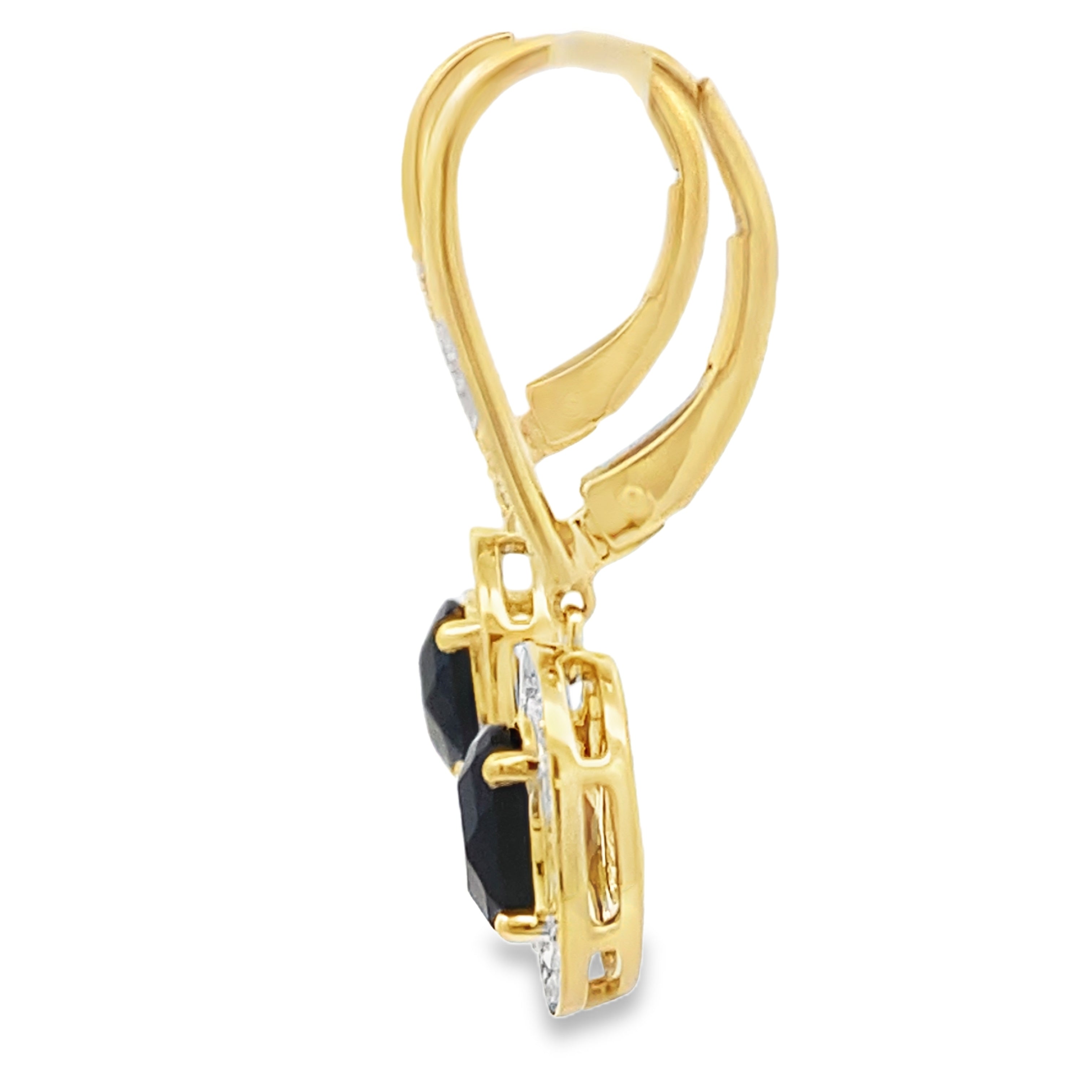 1.05ct Onyx Diamond Dangle Earrings 10KT Yellow Gold on sale at MyriadMart