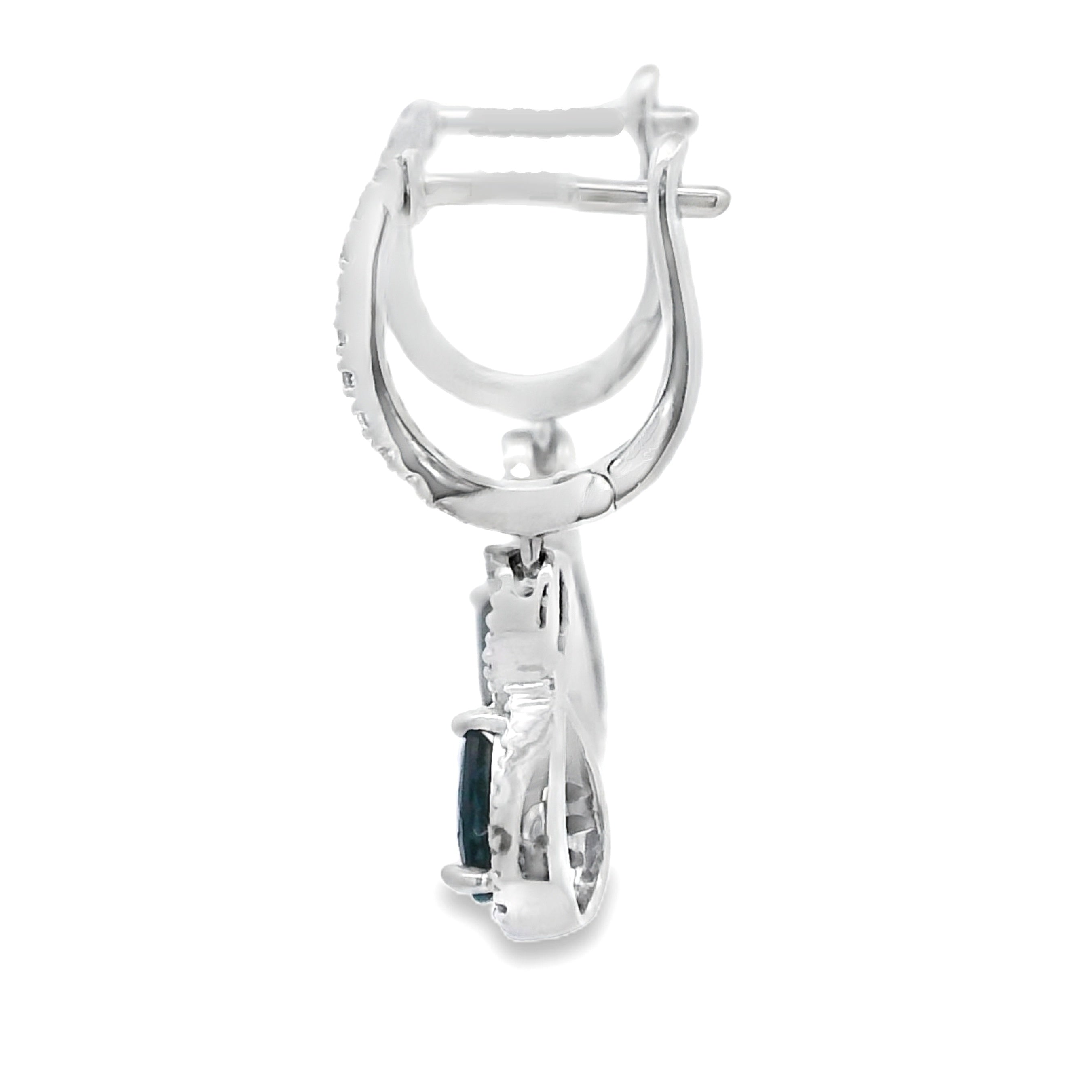 .80ct Sapphire Diamond Dangle Earrings 10KT White Gold on sale at MyriadMart