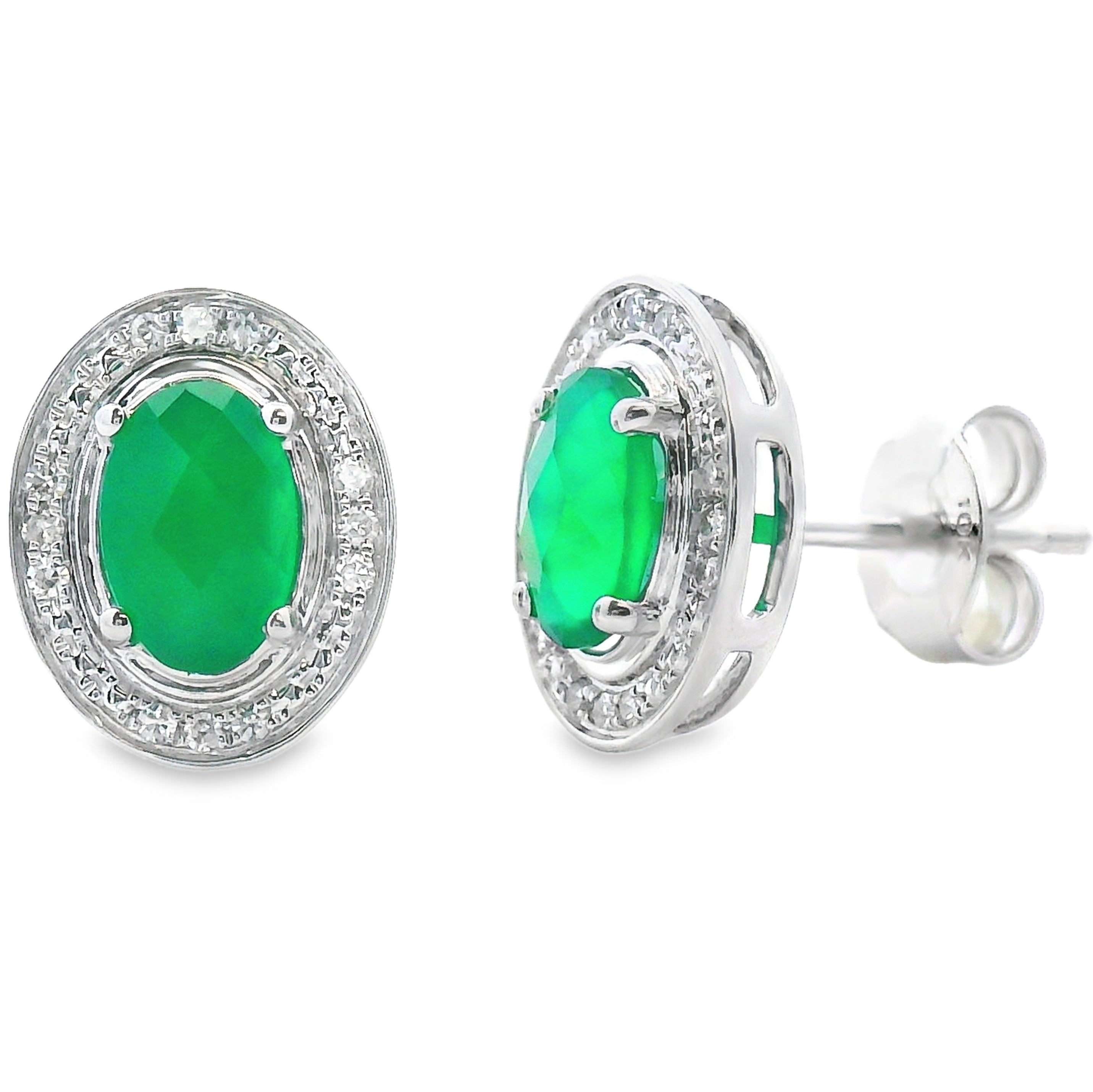 1.12ct Chalcedony Diamond Earrings 10KT White Gold on sale at MyriadMart