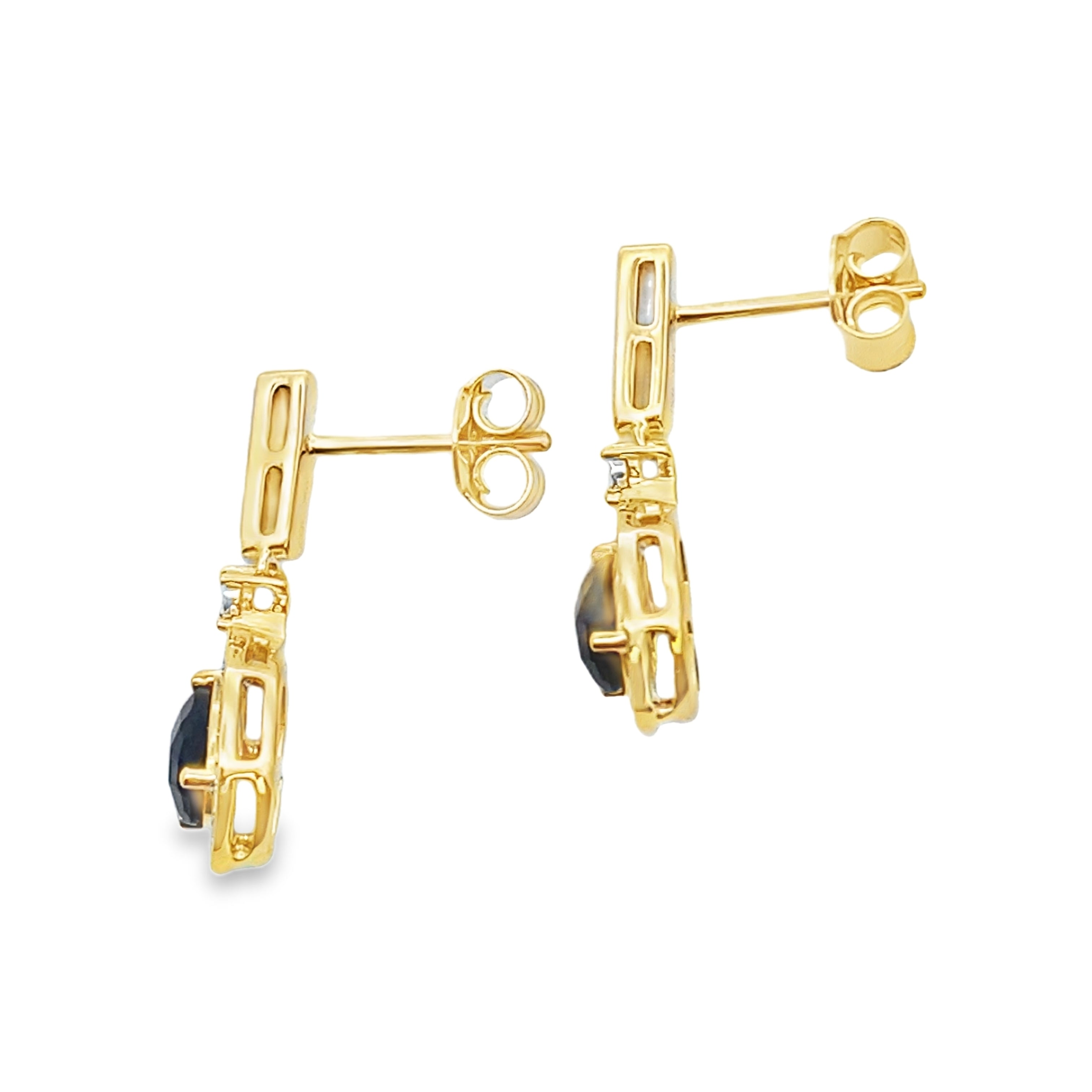 .84ct Onyx Diamond Dangle Earrings 10KT Yellow Gold on sale at MyriadMart