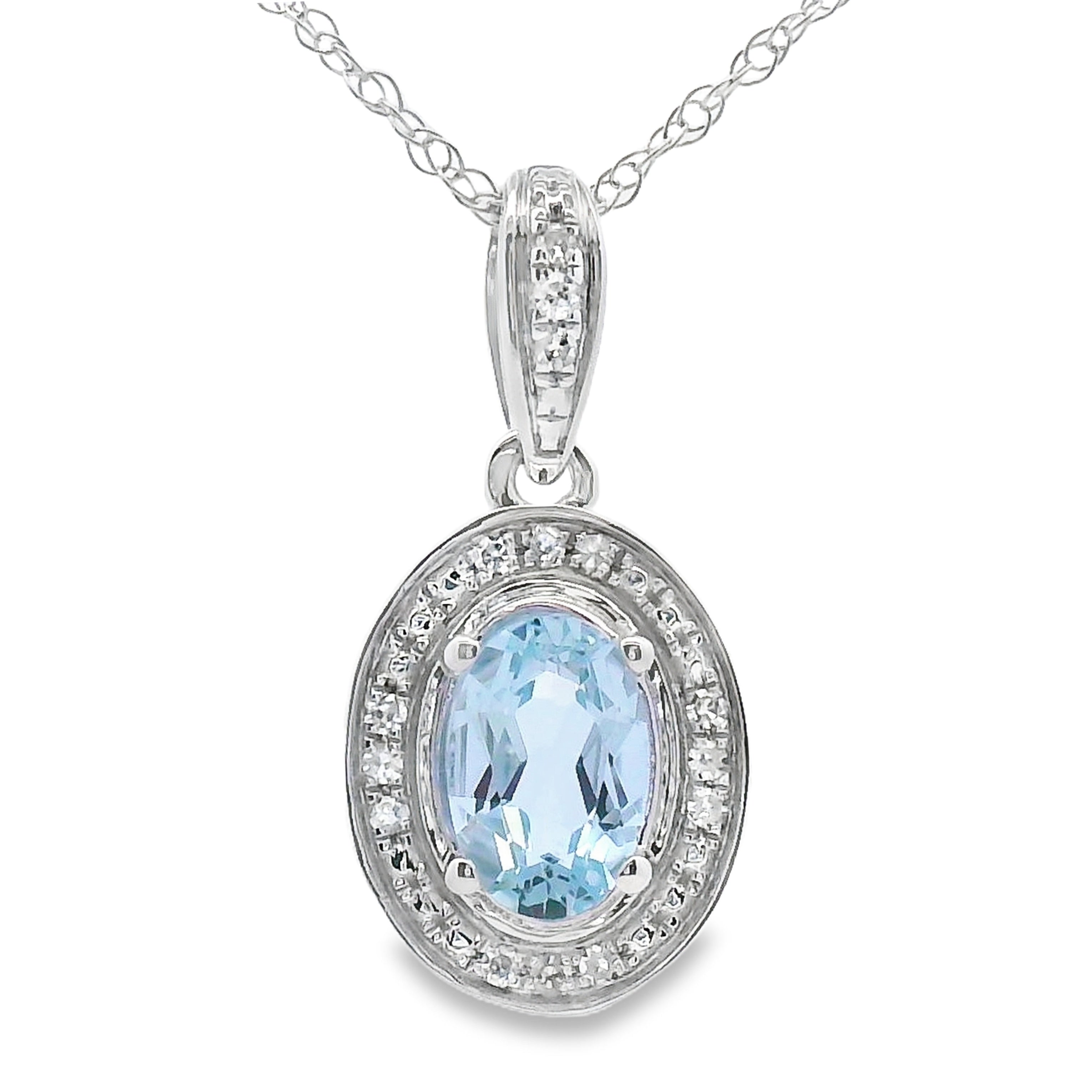 Aquamarine Diamond Fashion Pendants 10KT White Gold on sale at MyriadMart