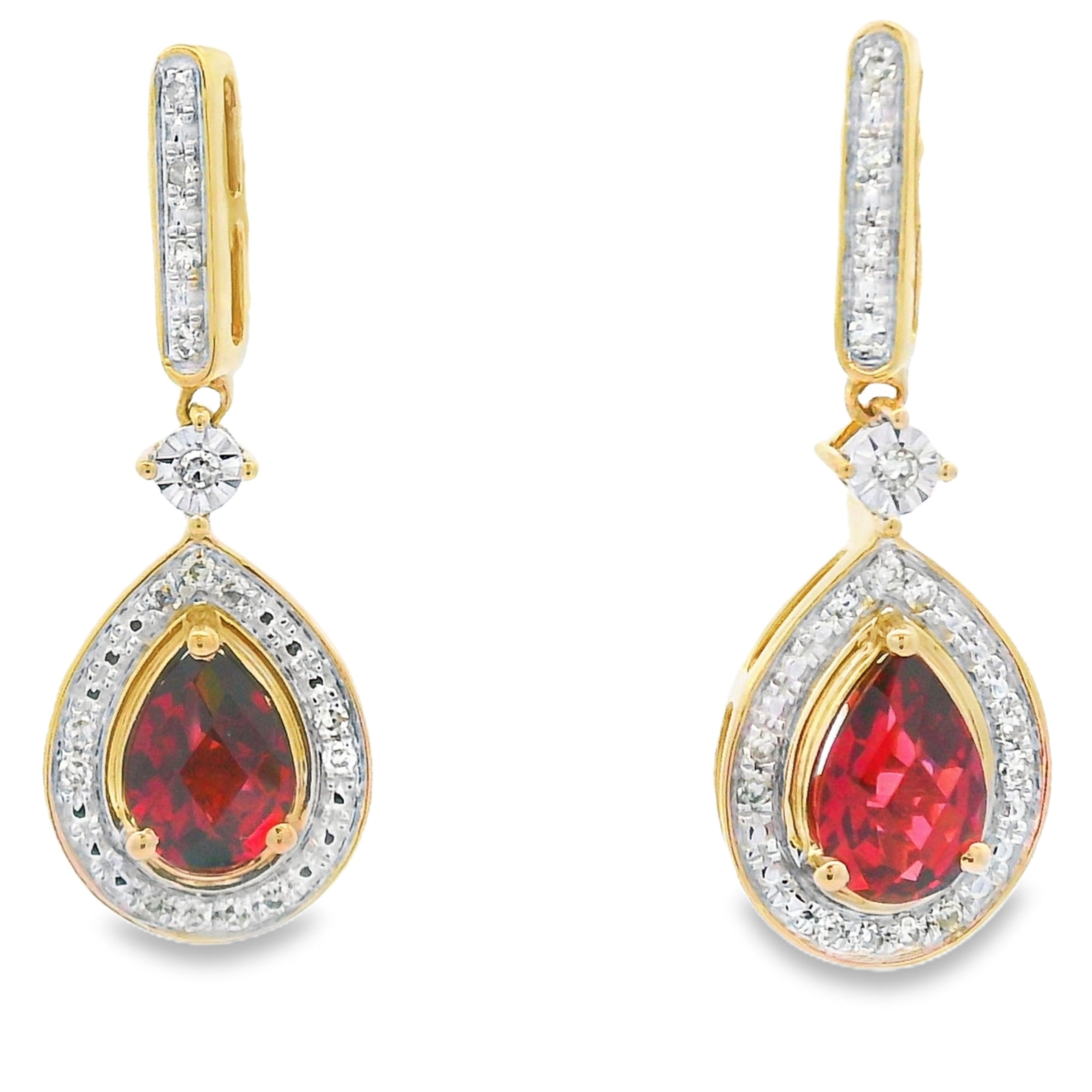 1.06ct Garnet Diamond Dangle Earrings 10KT Yellow Gold on sale at MyriadMart