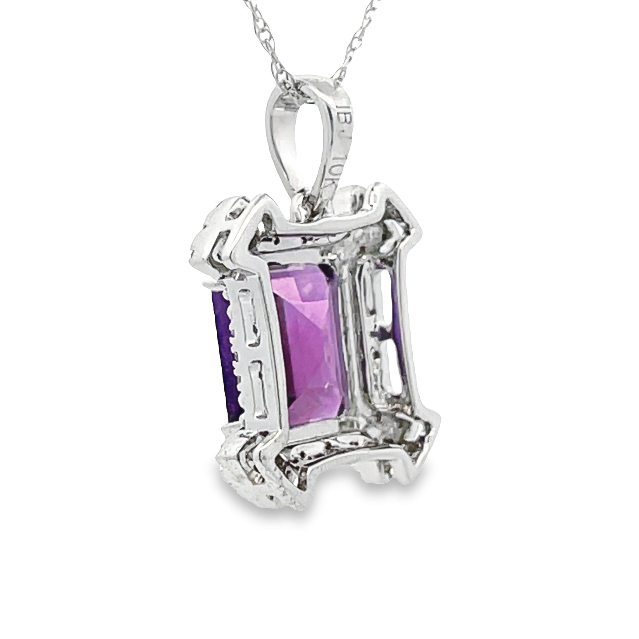Amethyst Diamond Fashion Pendants 10KT White Gold on sale at MyriadMart