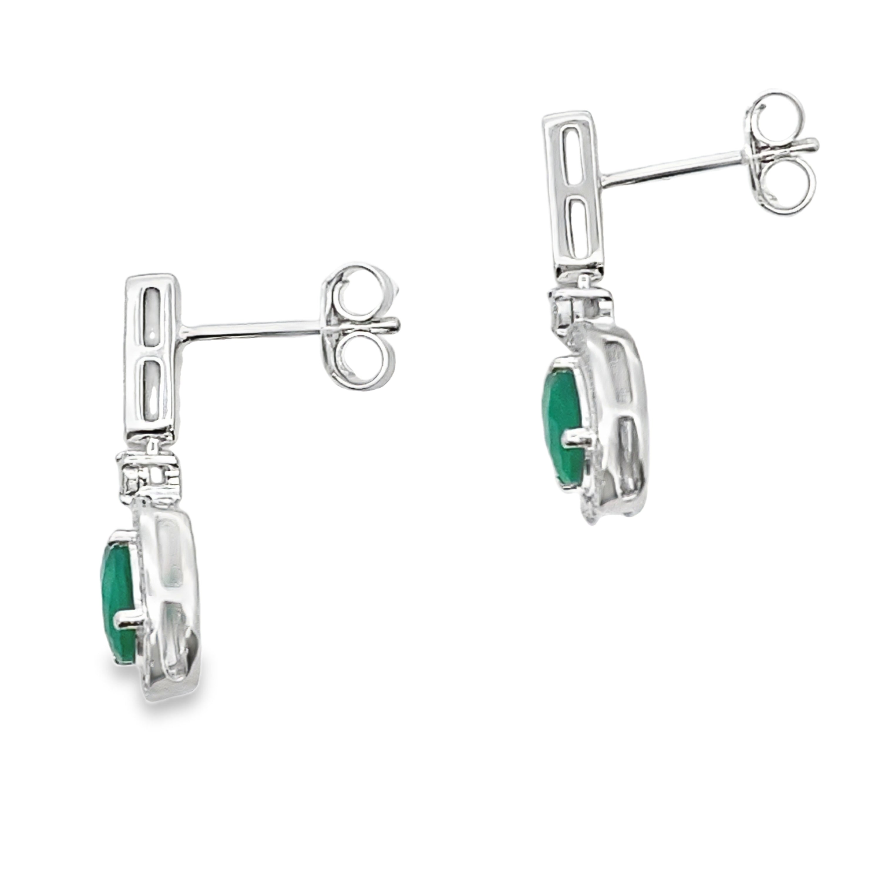 Chalcedony Diamond Dangle Earrings 10KT White Gold on sale at MyriadMart