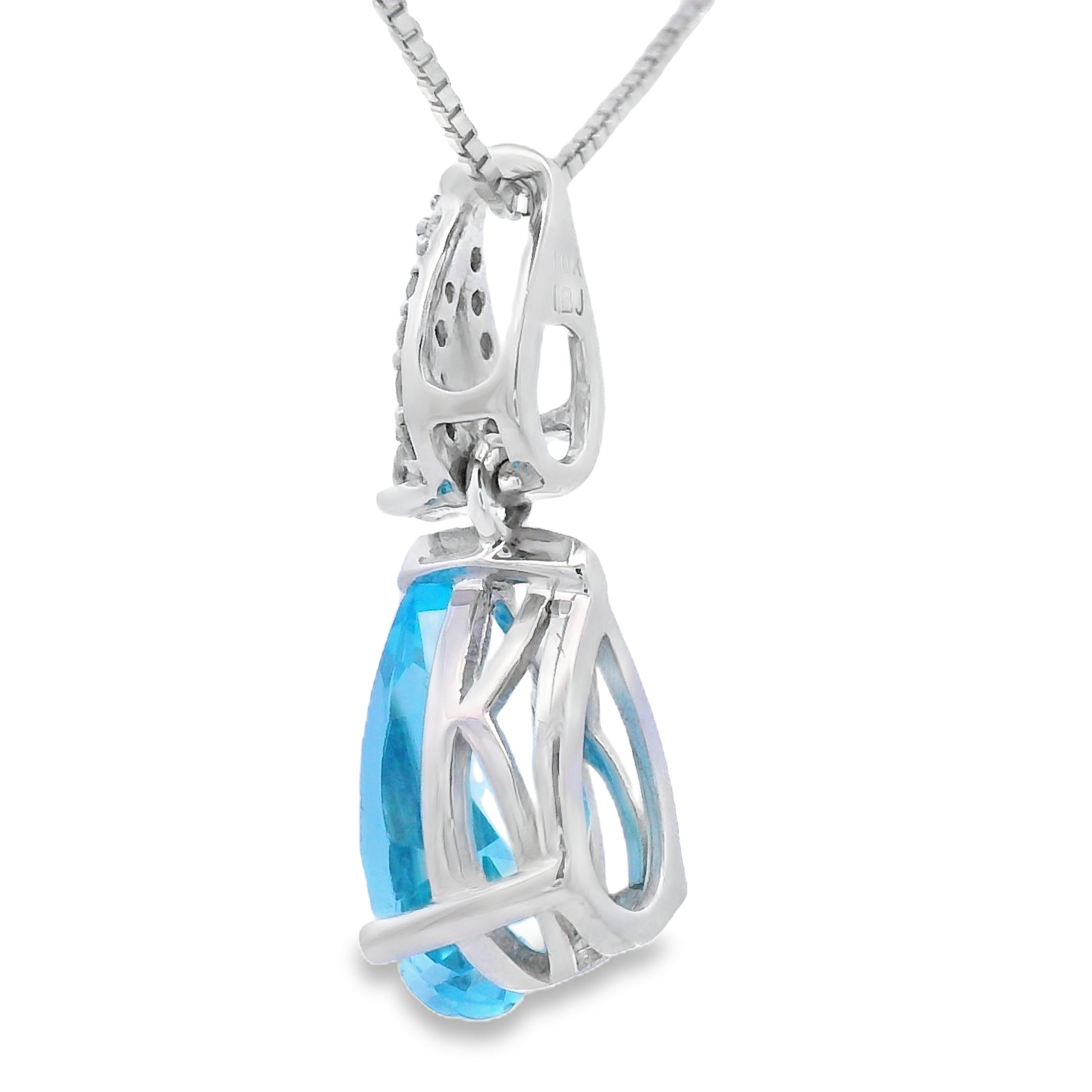 Blue Topaz Diamond Fashion Pendants 10KT White Gold on sale at MyriadMart