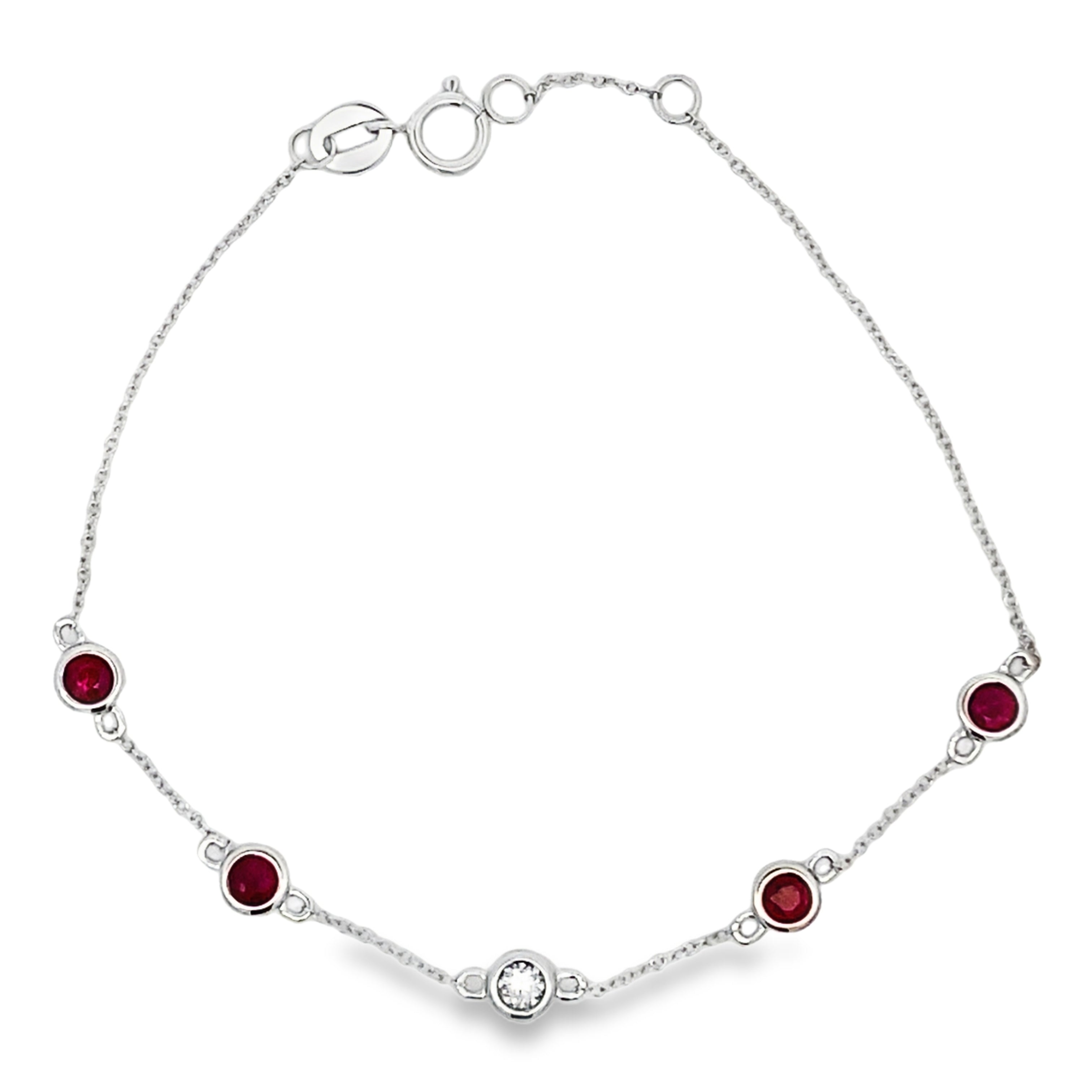 .66ct Ruby Diamond Bracelet 14KT White Gold on sale at MyriadMart