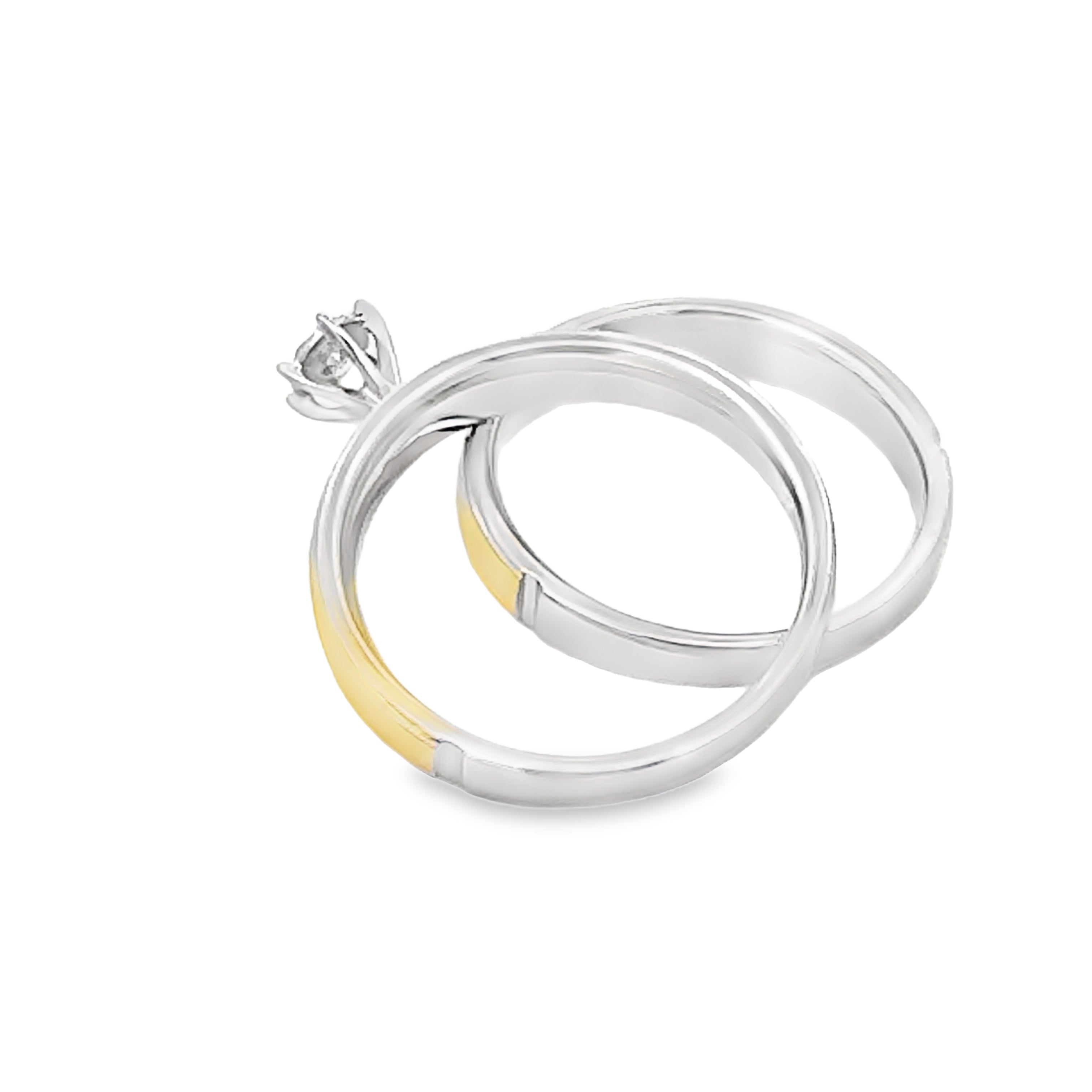 Diamond Engagement Ring Set Sterling Silver 14KT Gold on sale at MyriadMart