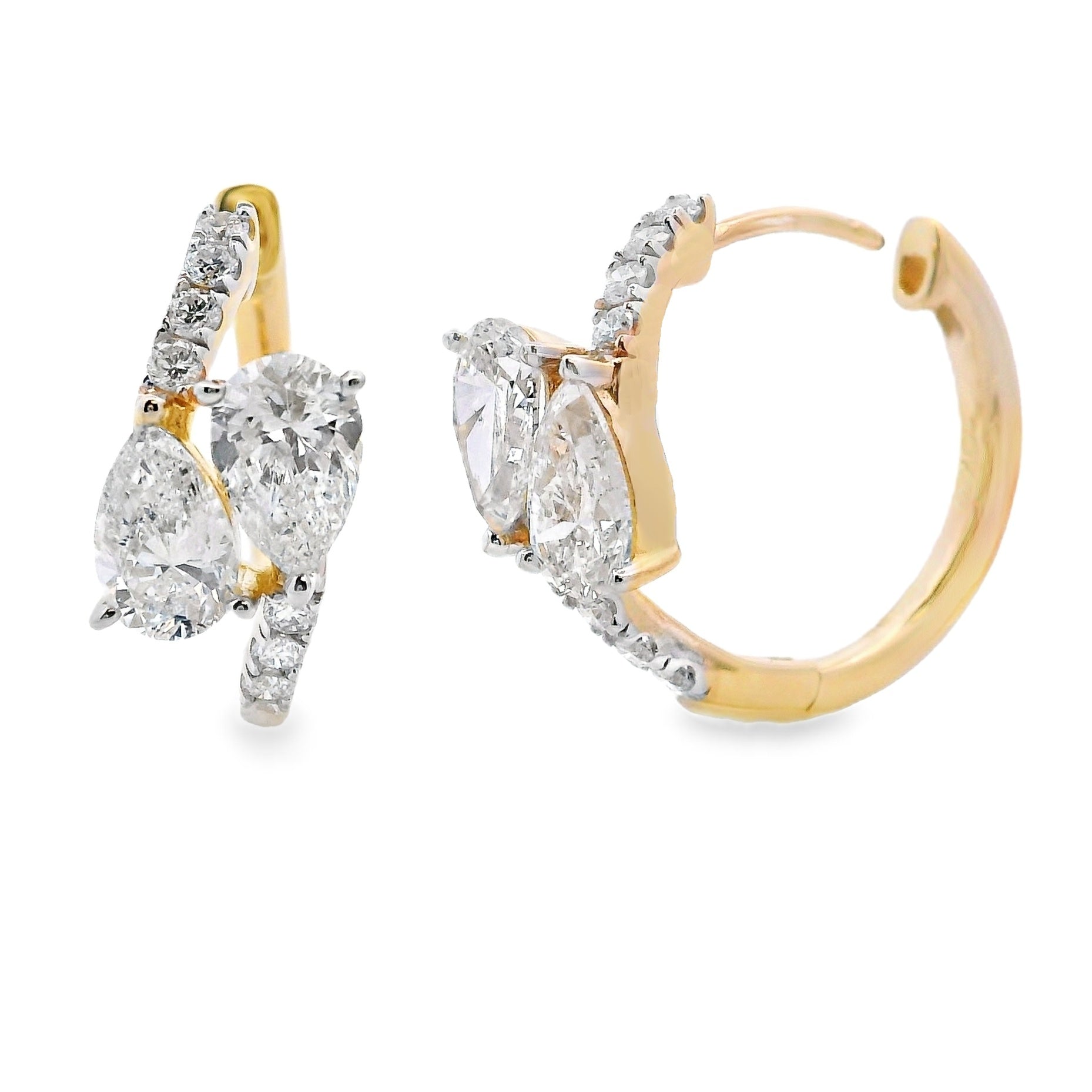1.50ct Lab Grown Diamond Hoop Earrings 10KT Yellow Gold on sale at MyriadMart