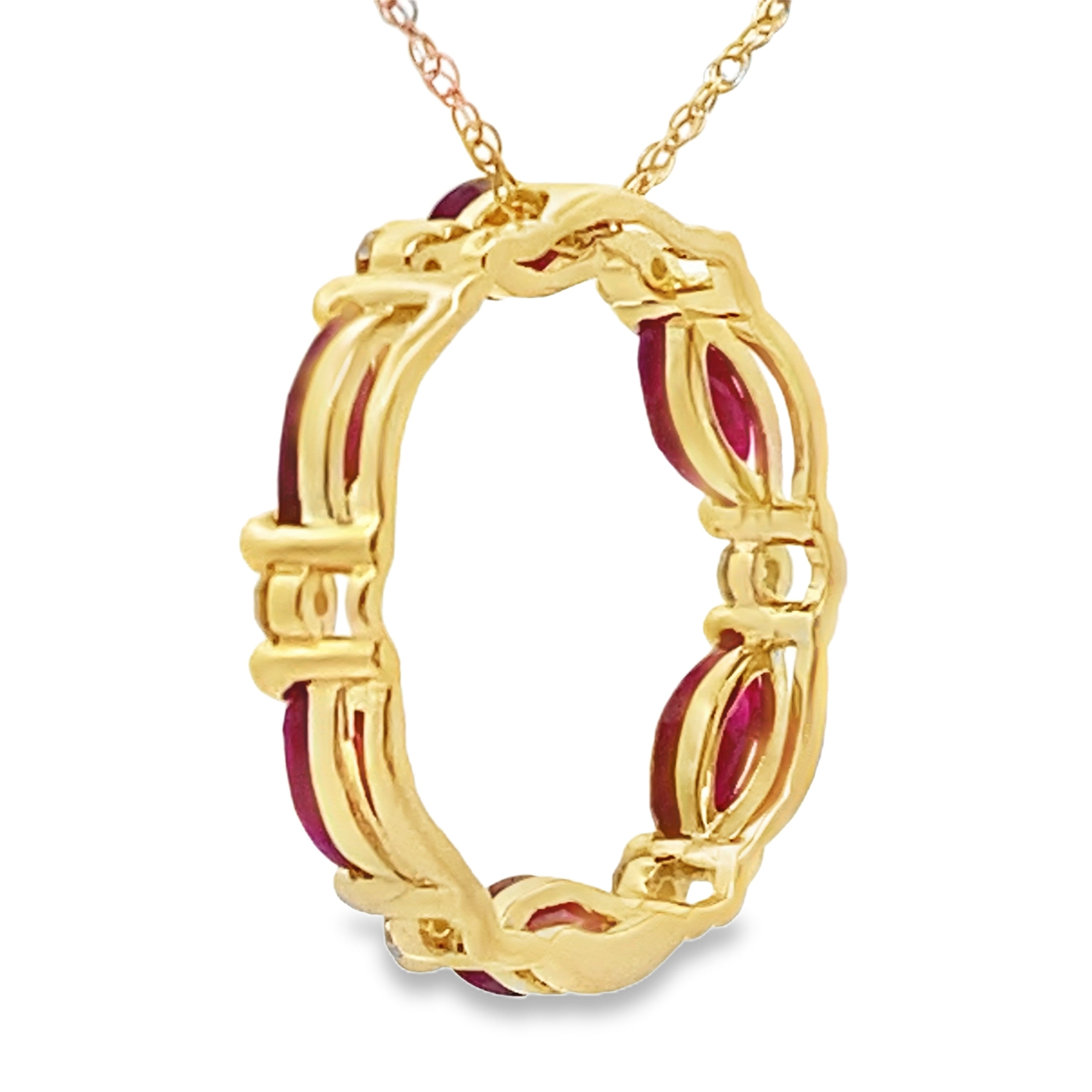 Ruby Diamond Circle of Love Pendant 10KT Yellow Gold on sale at MyriadMart