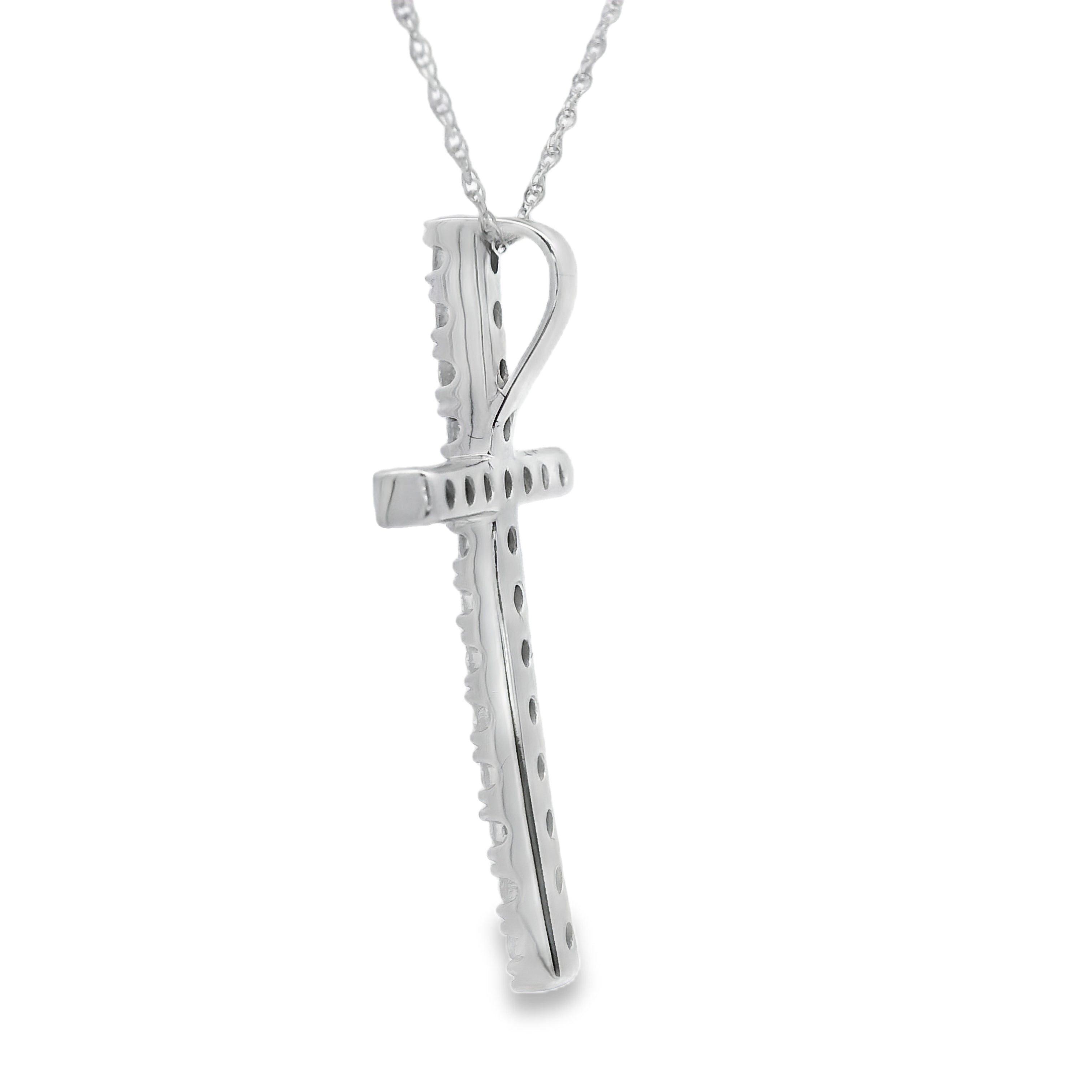 .50ct Diamond Cross Religious Pendant 14KT White Gold on sale at MyriadMart