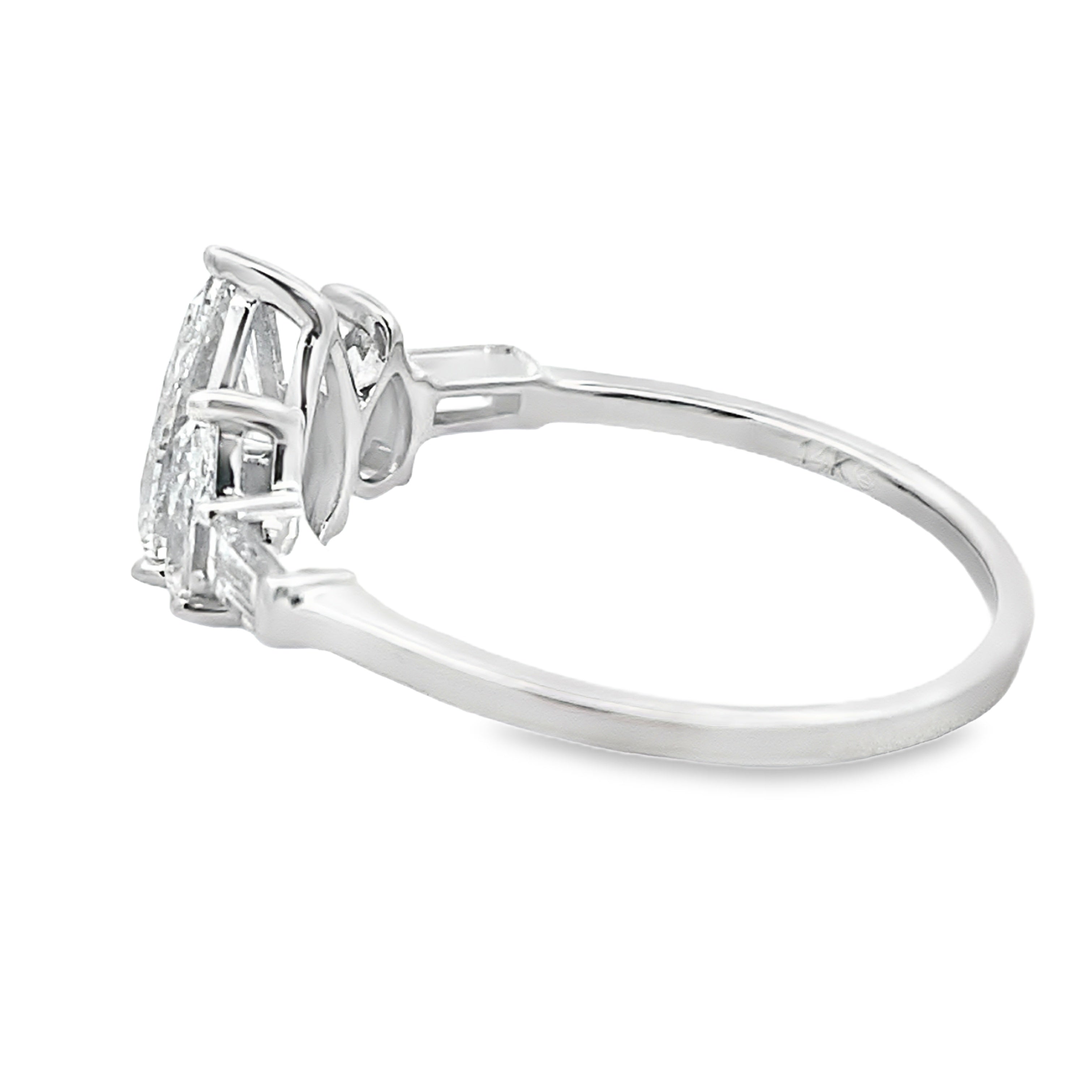 1.50ct Lab Grown Diamond 3 Stone Ring 14KT White Gold on sale at MyriadMart