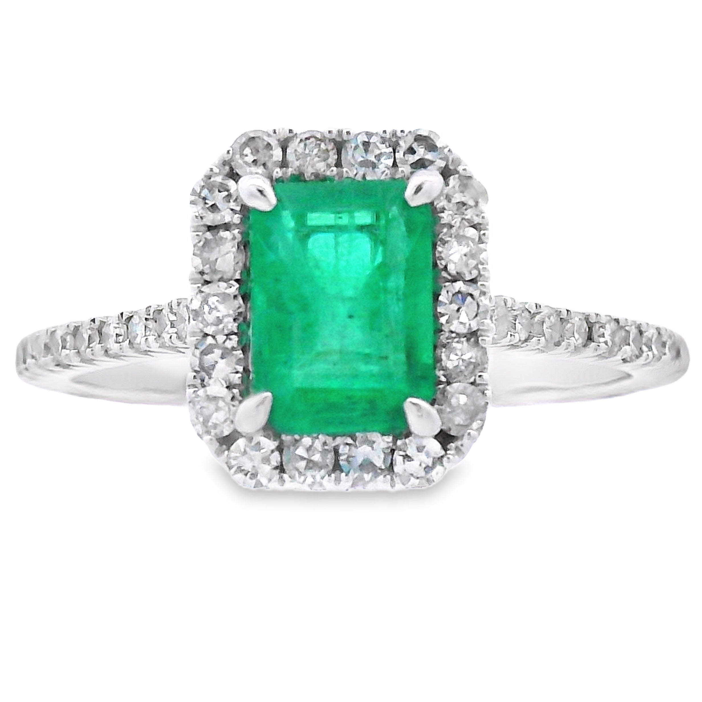 Genuine 1.26ct Emerald Diamond Ring 10KT White Gold on sale at MyriadMart
