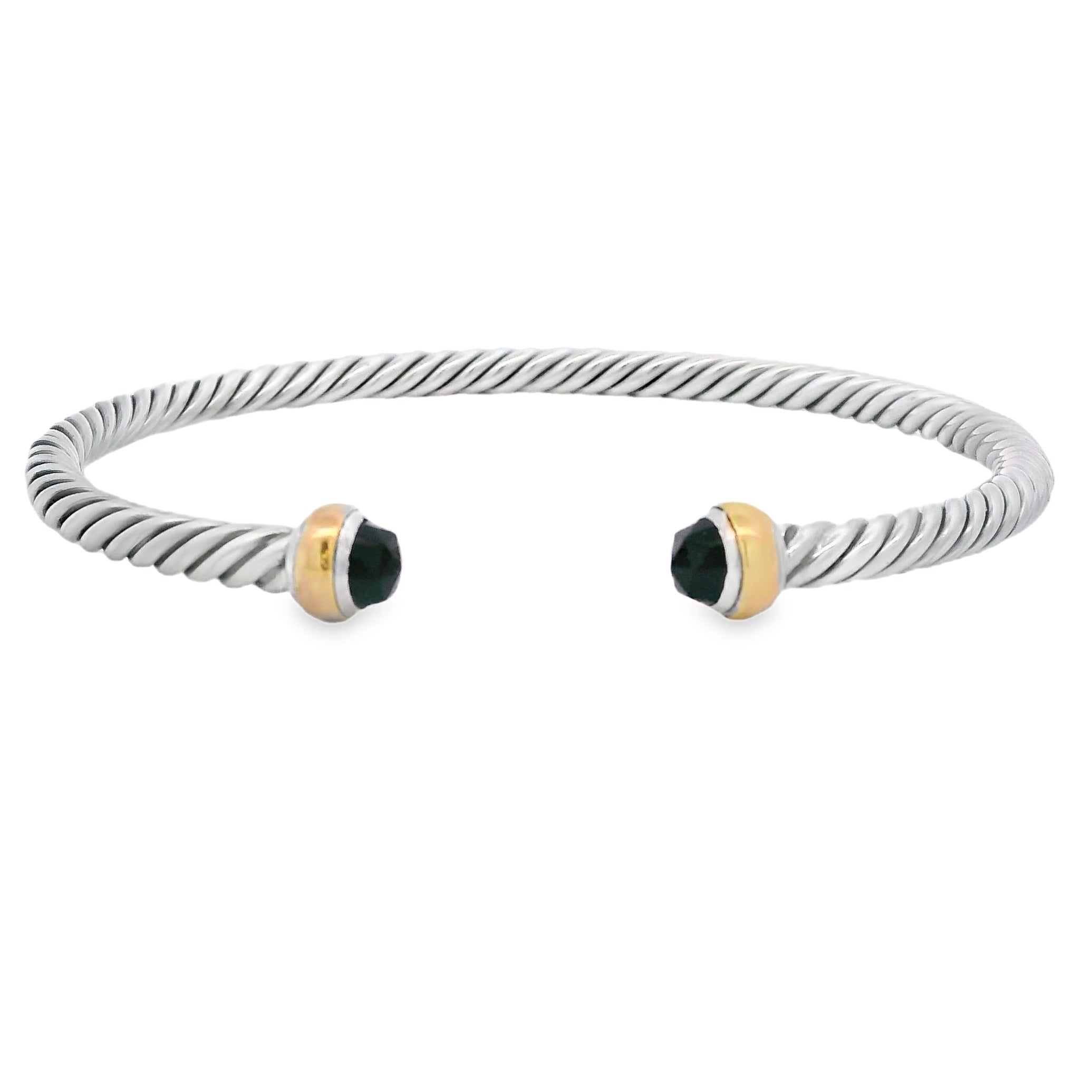 Natural Onyx Bangle Bracelet Sterling Silver 18KT Gold on sale at MyriadMart
