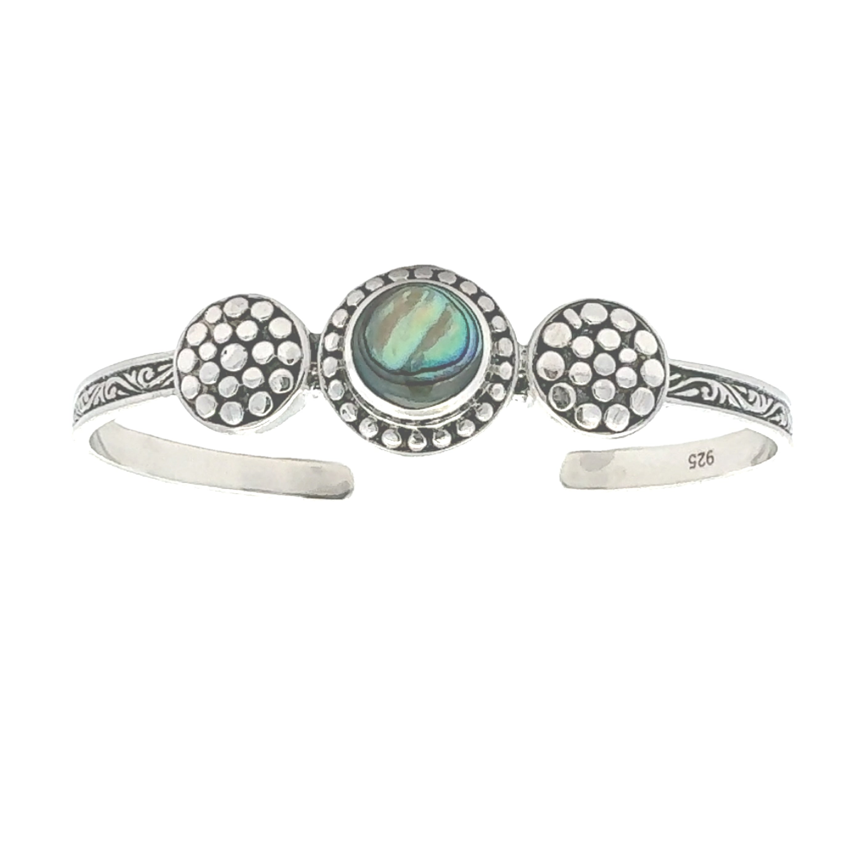 Genuine Abalone Bangle Bracelet Sterling Silver on sale at MyriadMart