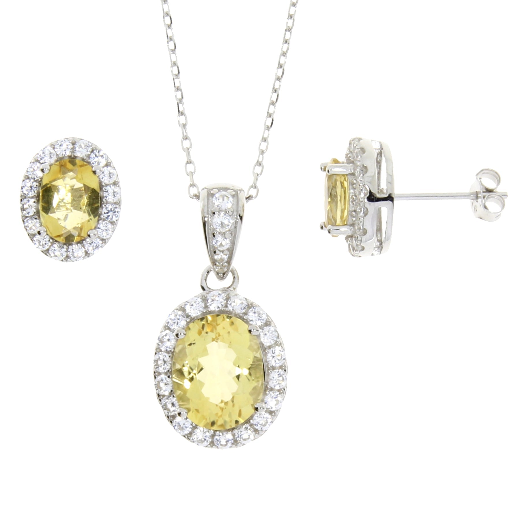 Citrine Created Sapphire Jewelry sets Sterling Silver on sale at MyriadMart