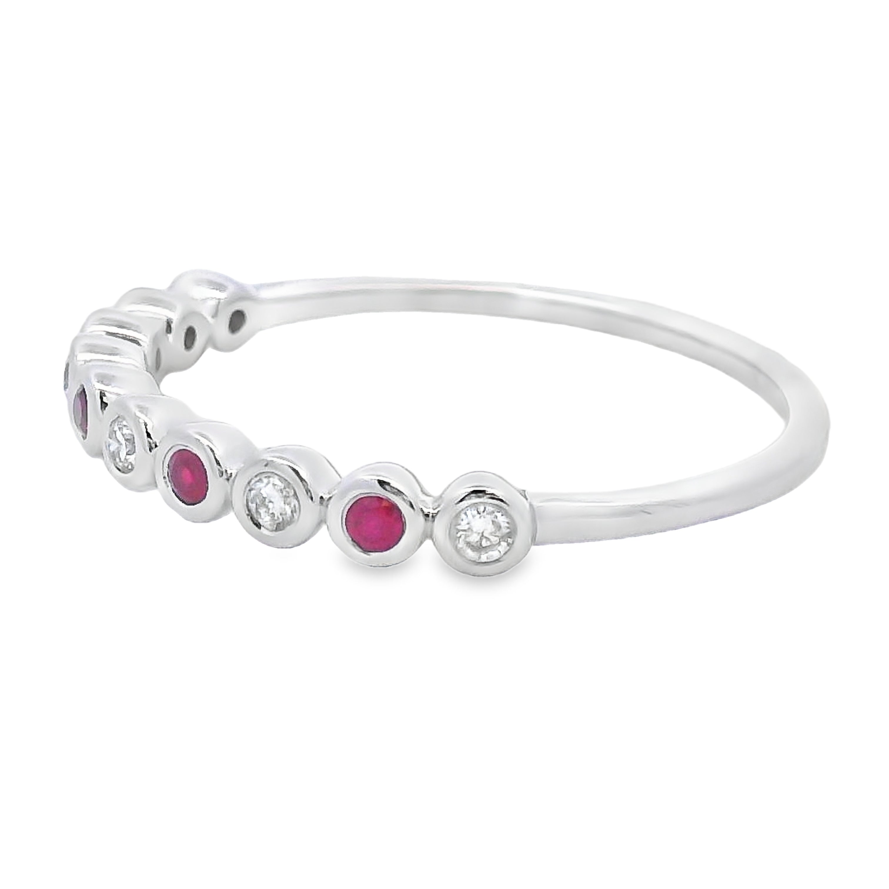 .18ct Ruby Diamond stackable band set 14KT White Gold on sale at MyriadMart