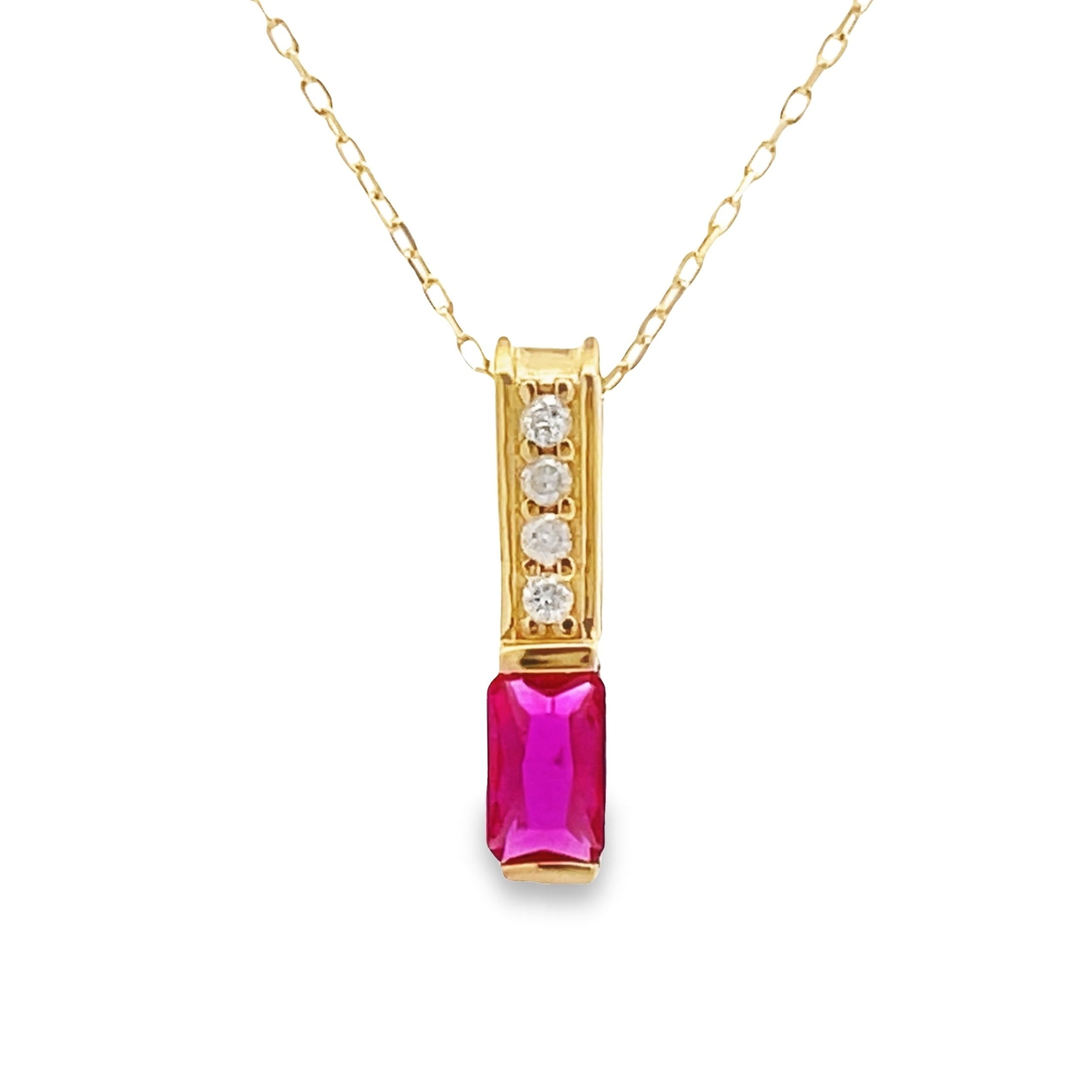 Created Ruby Diamond Fashion Pendants 10KT Yellow Gold on sale at MyriadMart