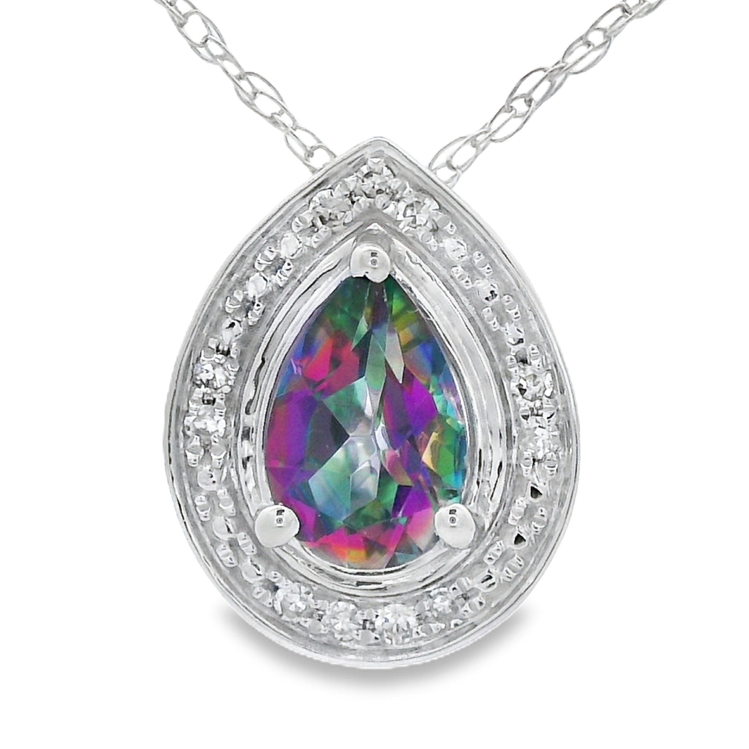 Mystic Fire Topaz Fashion Pendants 10KT White Gold on sale at MyriadMart