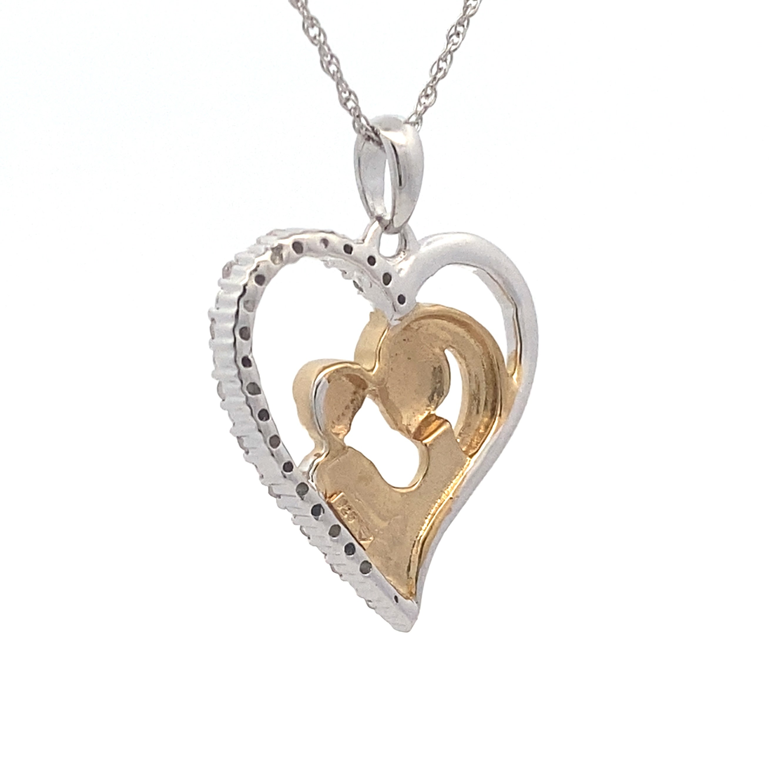 .10ct Diamond Heart Love Pendant Sterling Silver on sale at MyriadMart